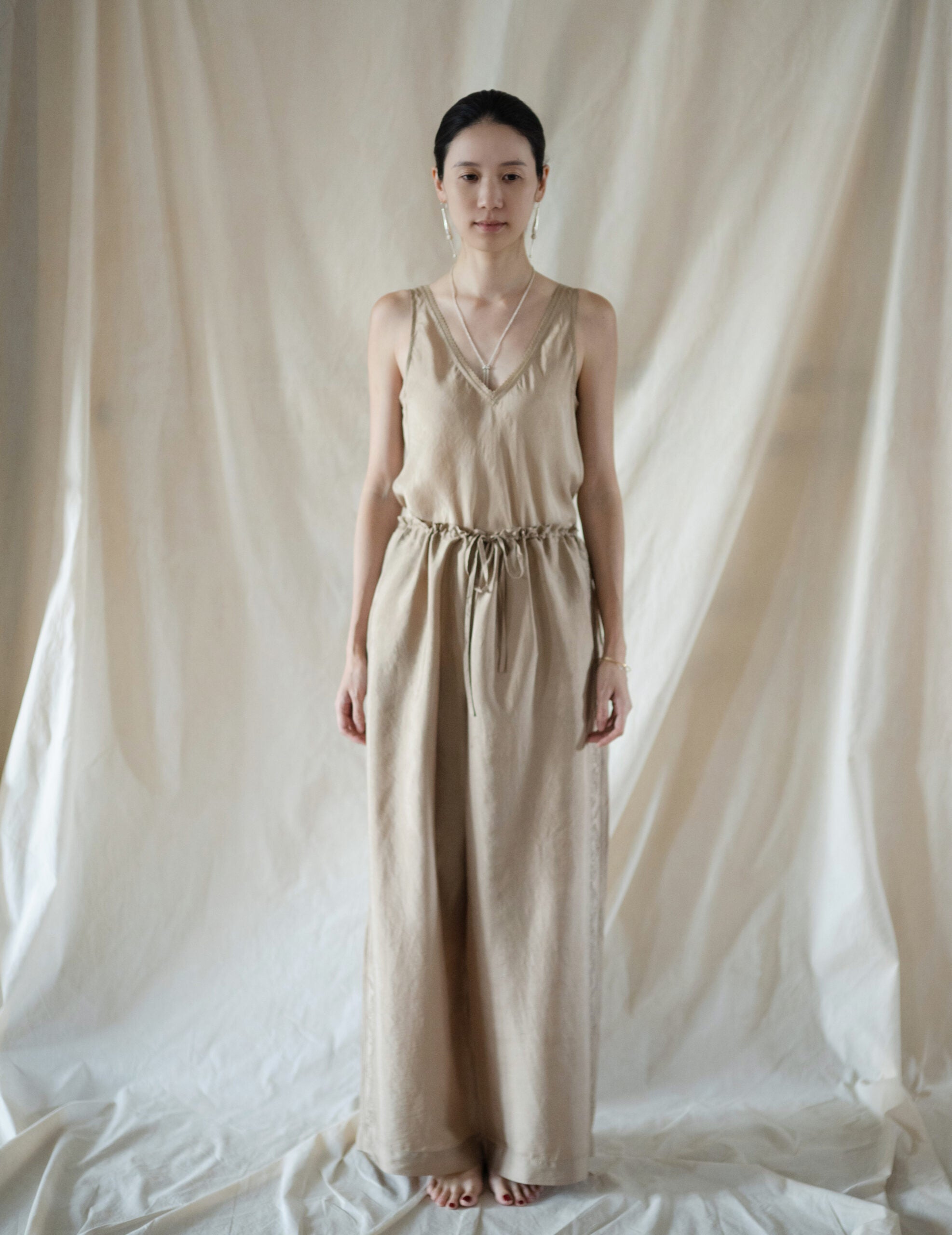 Brando Oversized Silk Pant with Embroidery・Gold