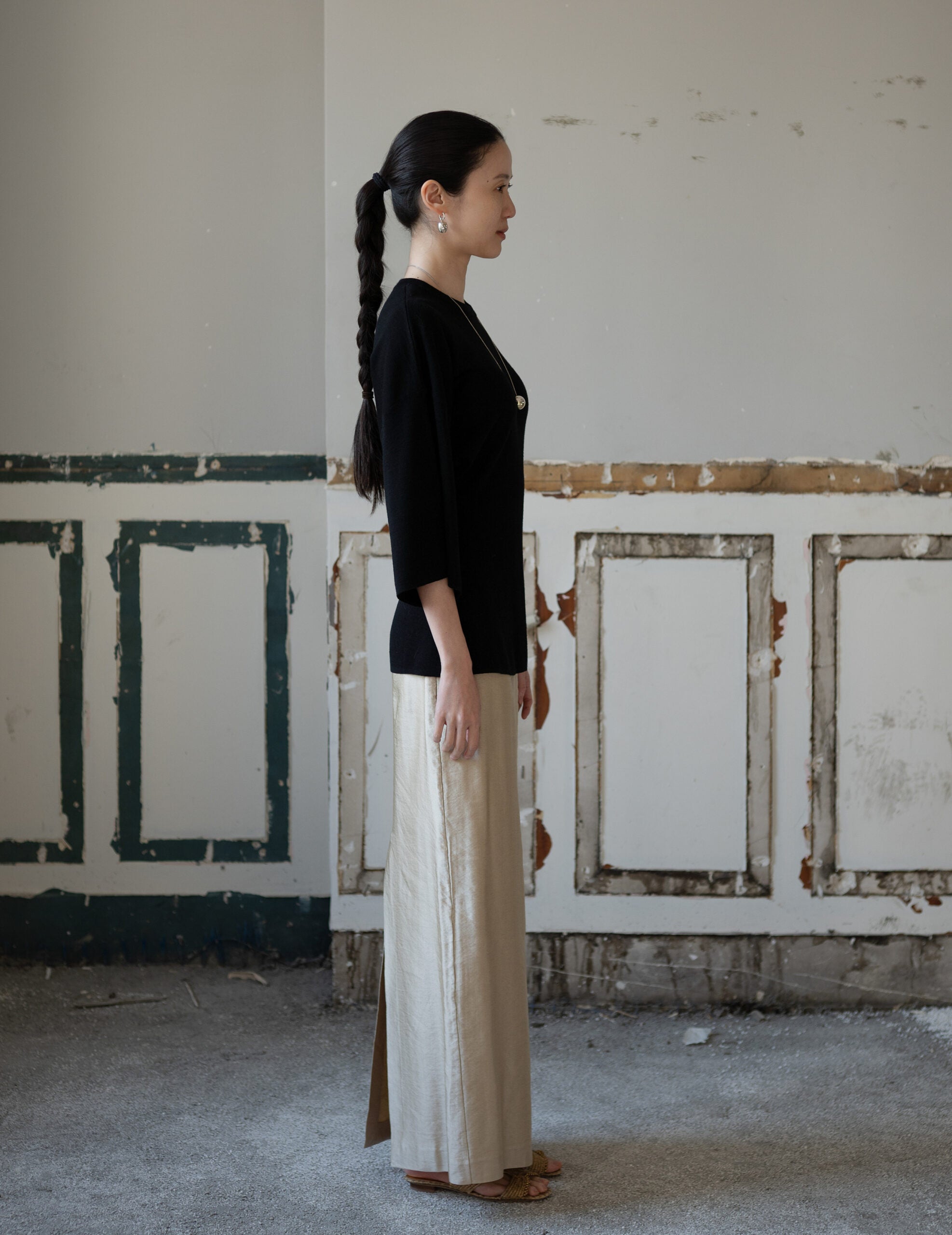 KAMA Merino Wool Top・Black