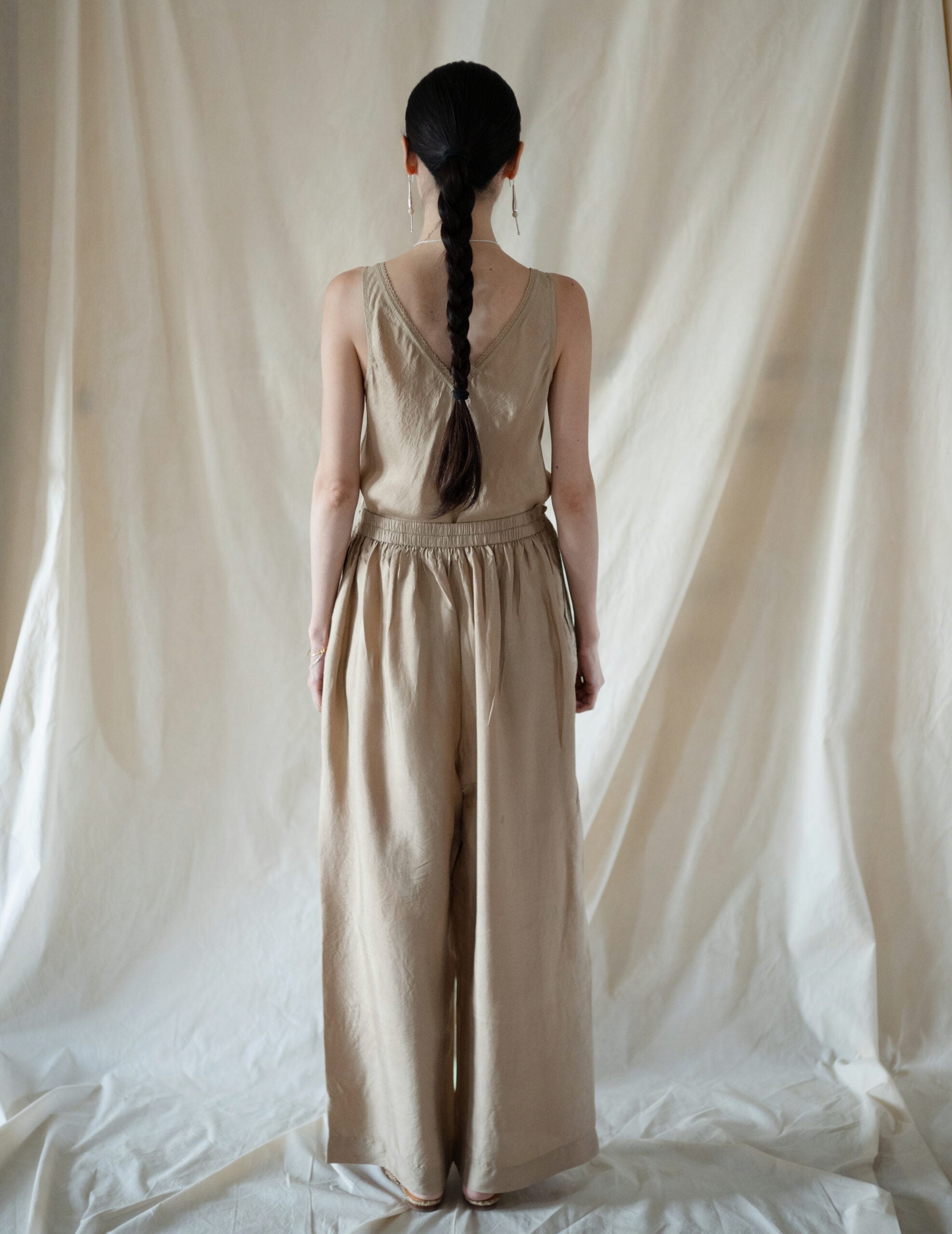 Brando Oversized Silk Pant with Embroidery・Gold