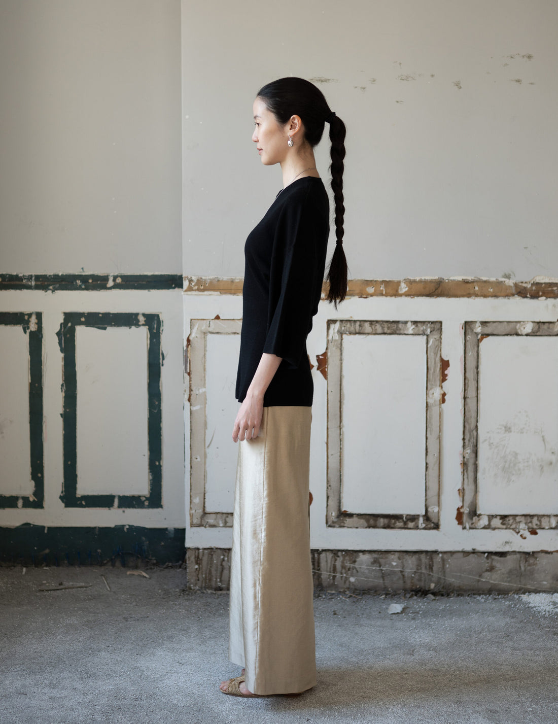 KAMA Merino Wool Top・Black