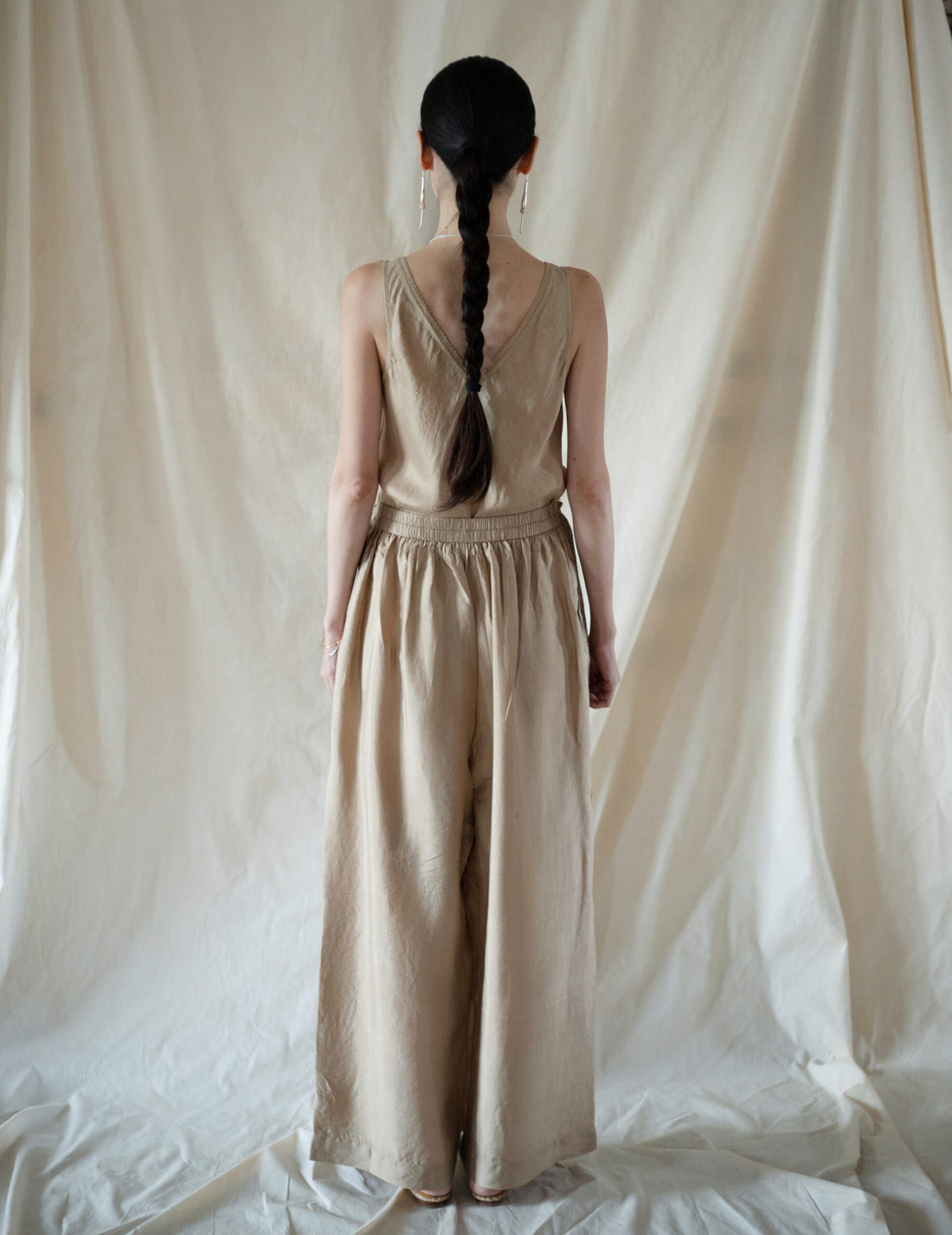 Brando Oversized Silk Pant with Embroidery・Gold