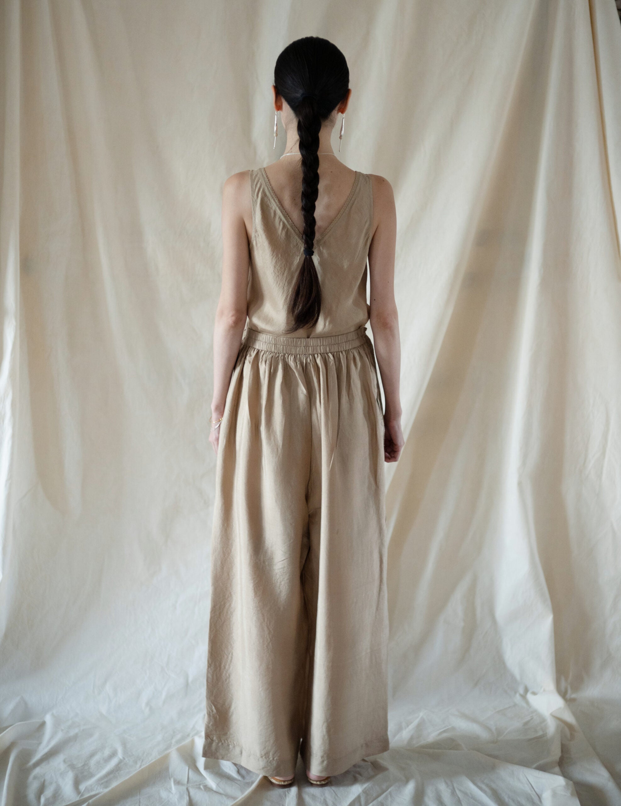 Brando Oversized Silk Pant with Embroidery・Gold