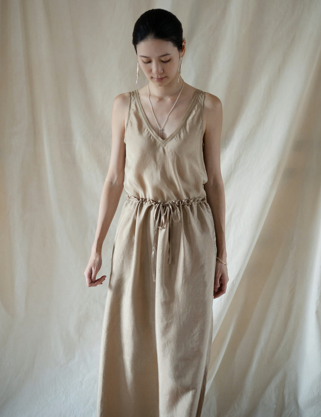 Brando Oversized Silk Pant with Embroidery・Gold