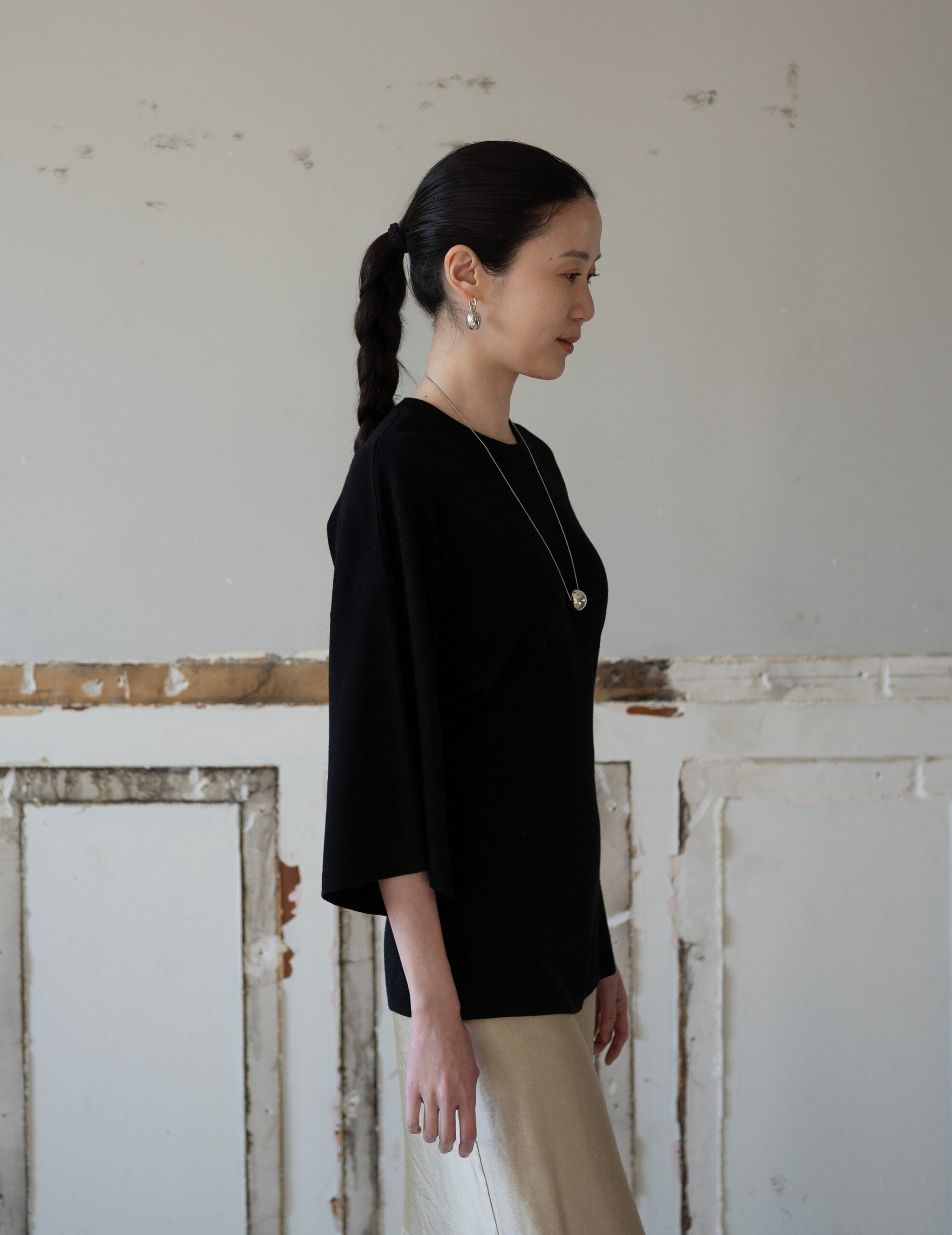 KAMA Merino Wool Top・Black