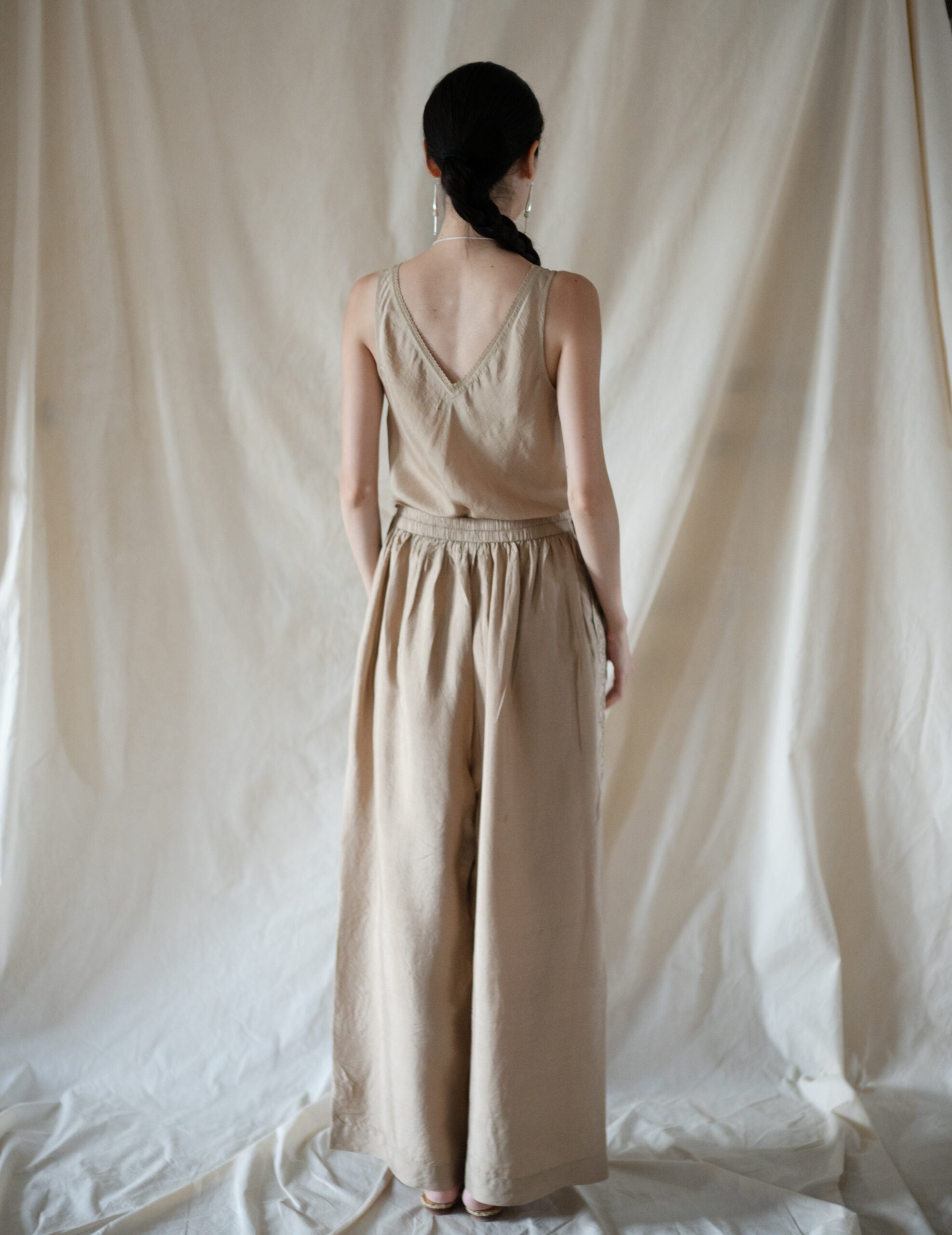 Brando Oversized Silk Pant with Embroidery・Gold