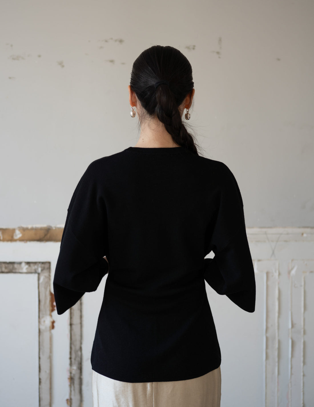 KAMA Merino Wool Top・Black