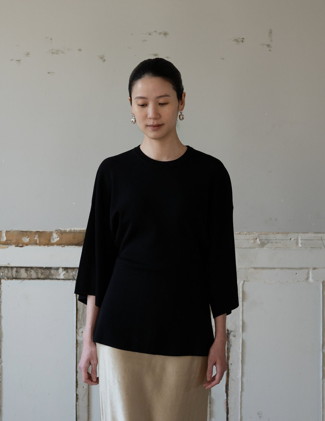 KAMA Merino Wool Top・Black