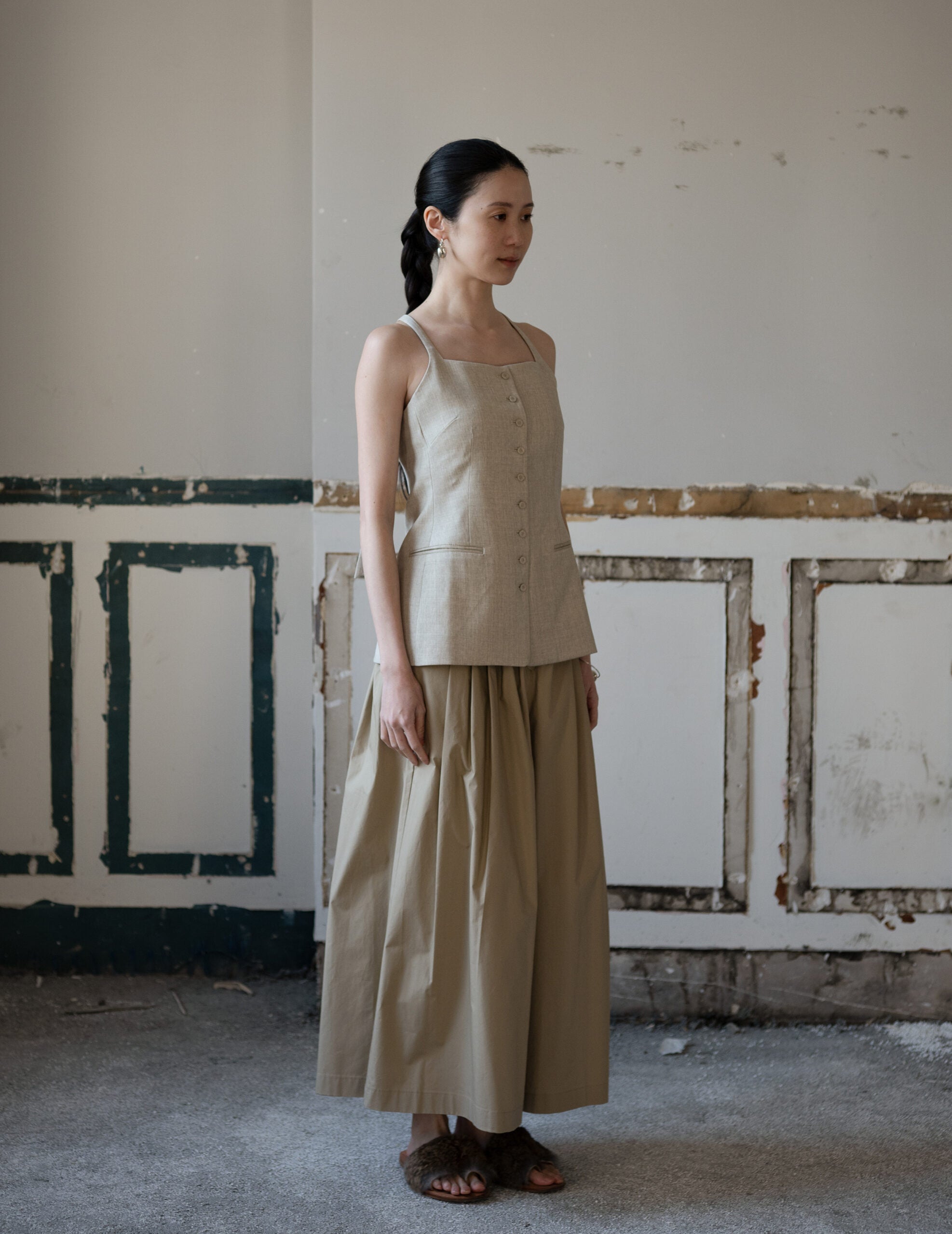 True Soft Wool Tailored Top・Sand