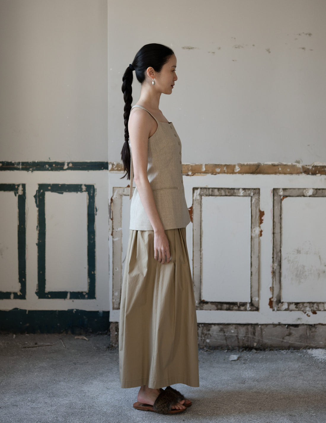 True Soft Wool Tailored Top・Sand