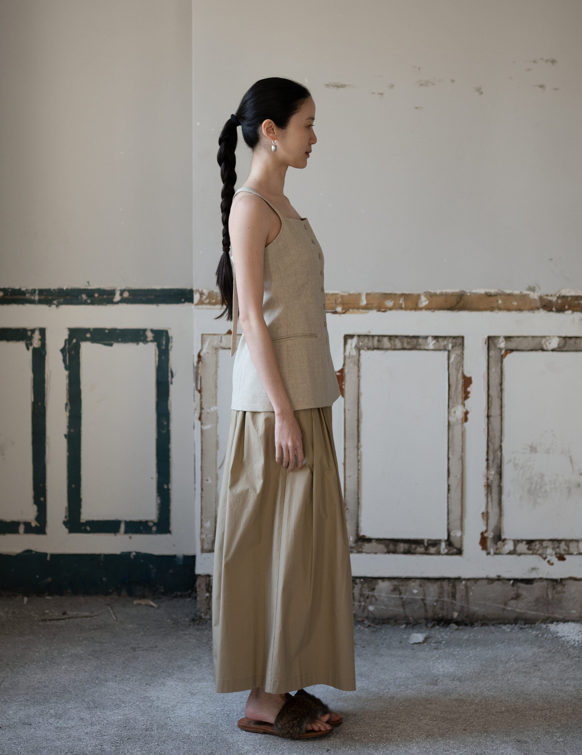 True Soft Wool Tailored Top・Sand