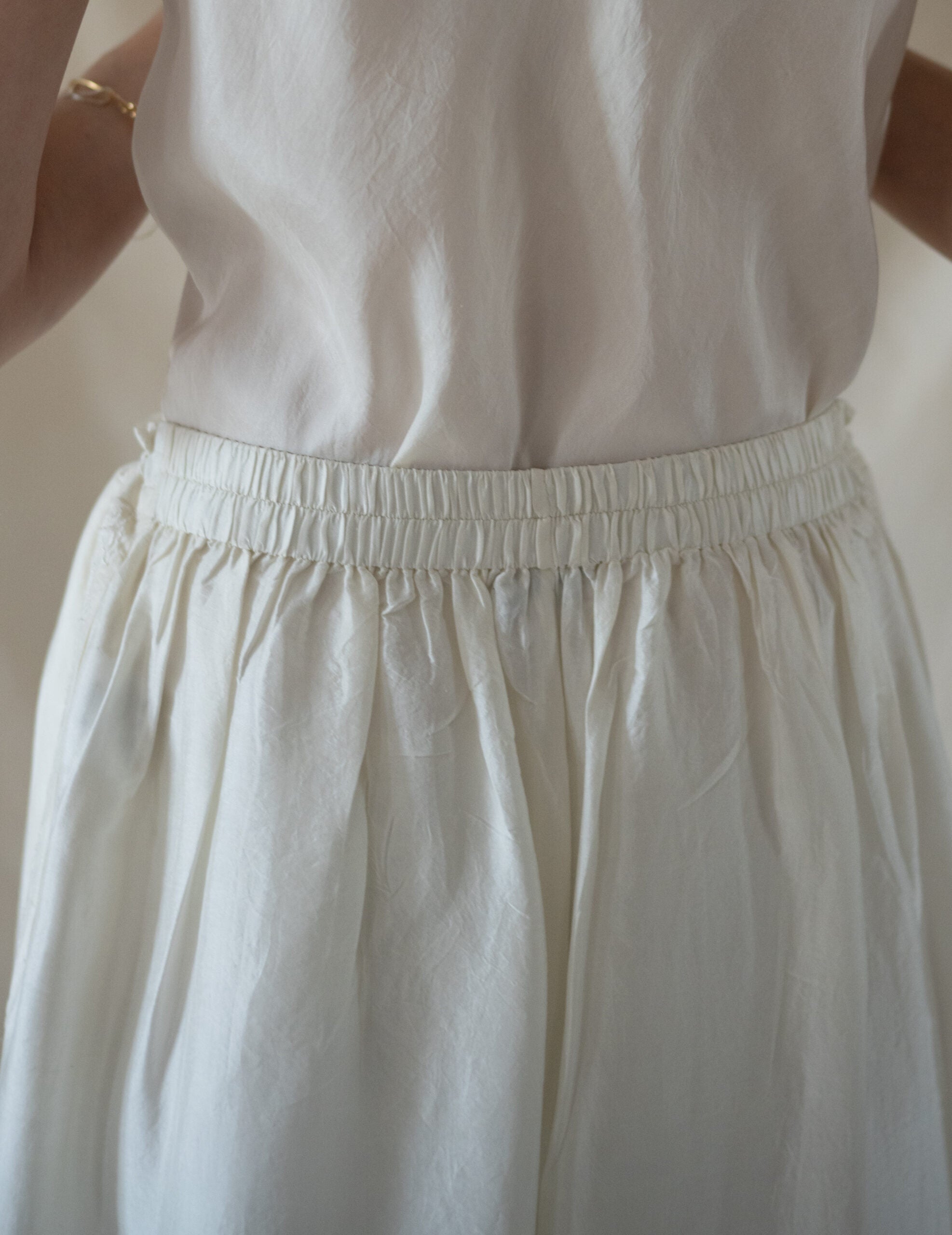 Brando 花卉刺繡真絲長褲・象牙白