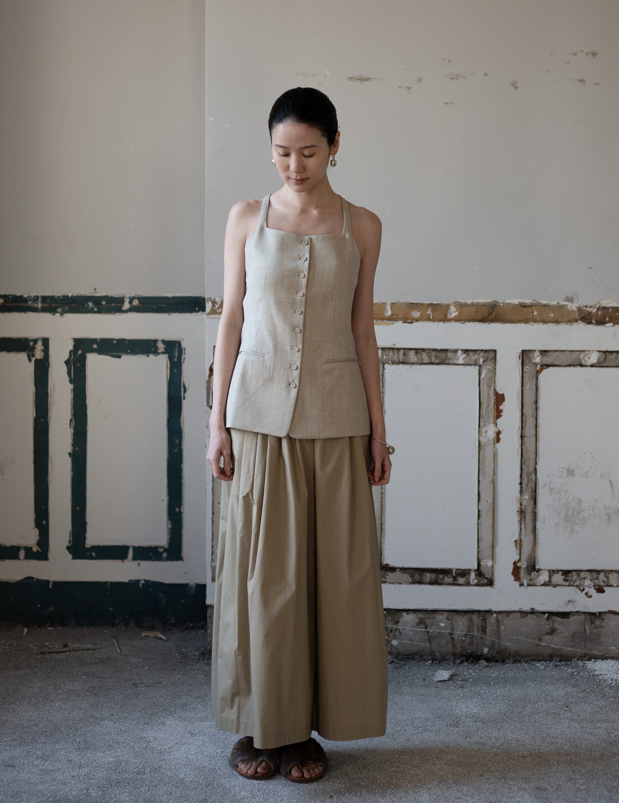 True Soft Wool Tailored Top・Sand