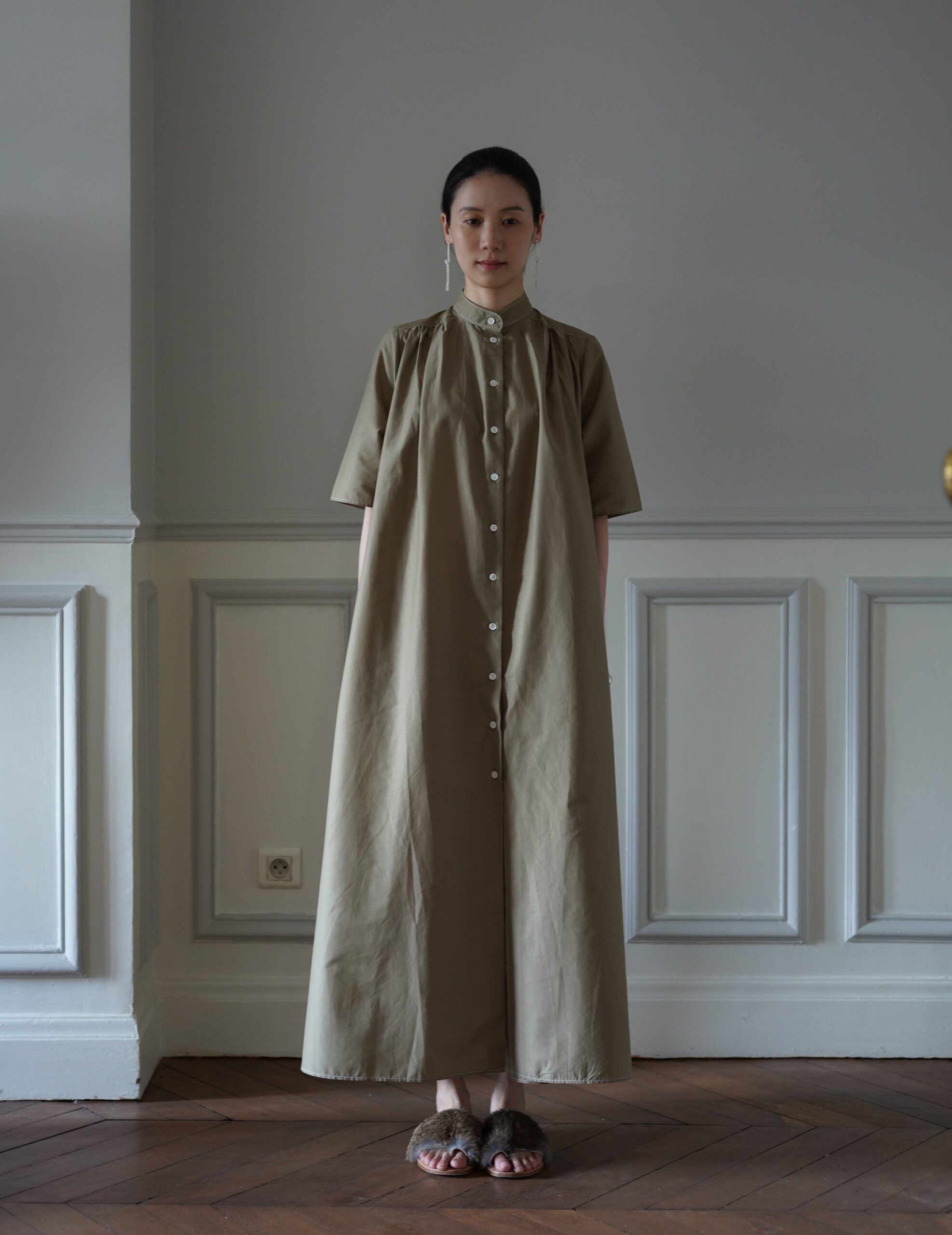 Damy Sheer Cotton Dress・Khaki