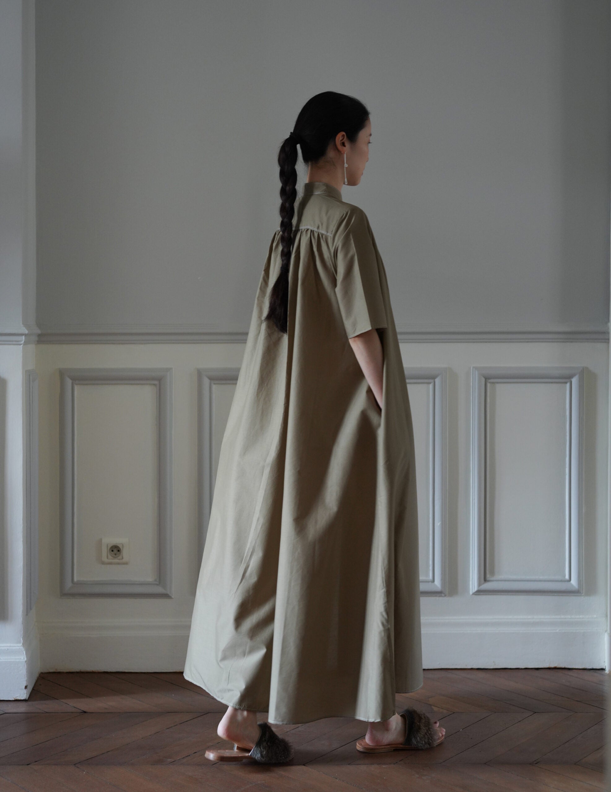 Damy Sheer Cotton Dress・Khaki