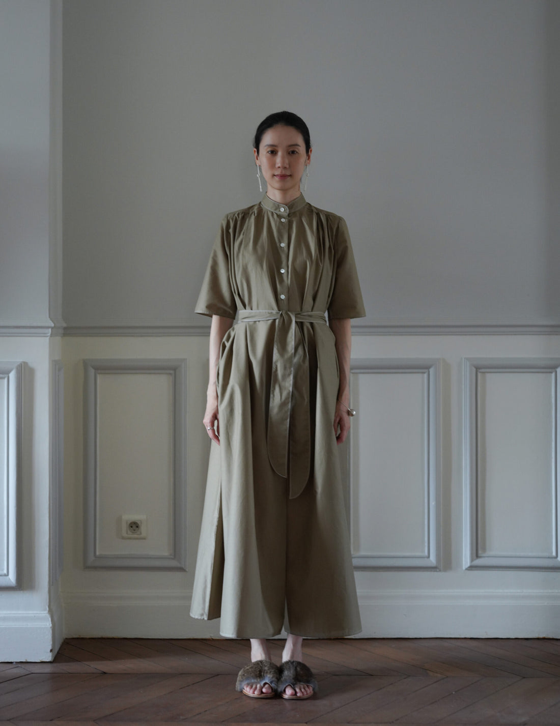 Damy Sheer Cotton 洋裝・卡其色