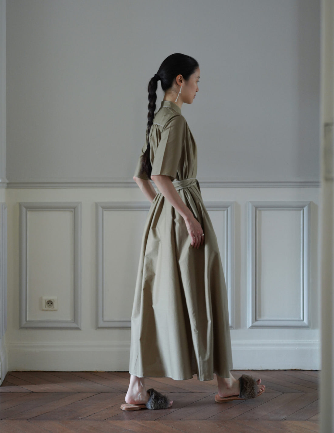 Damy Sheer Cotton Dress・Khaki