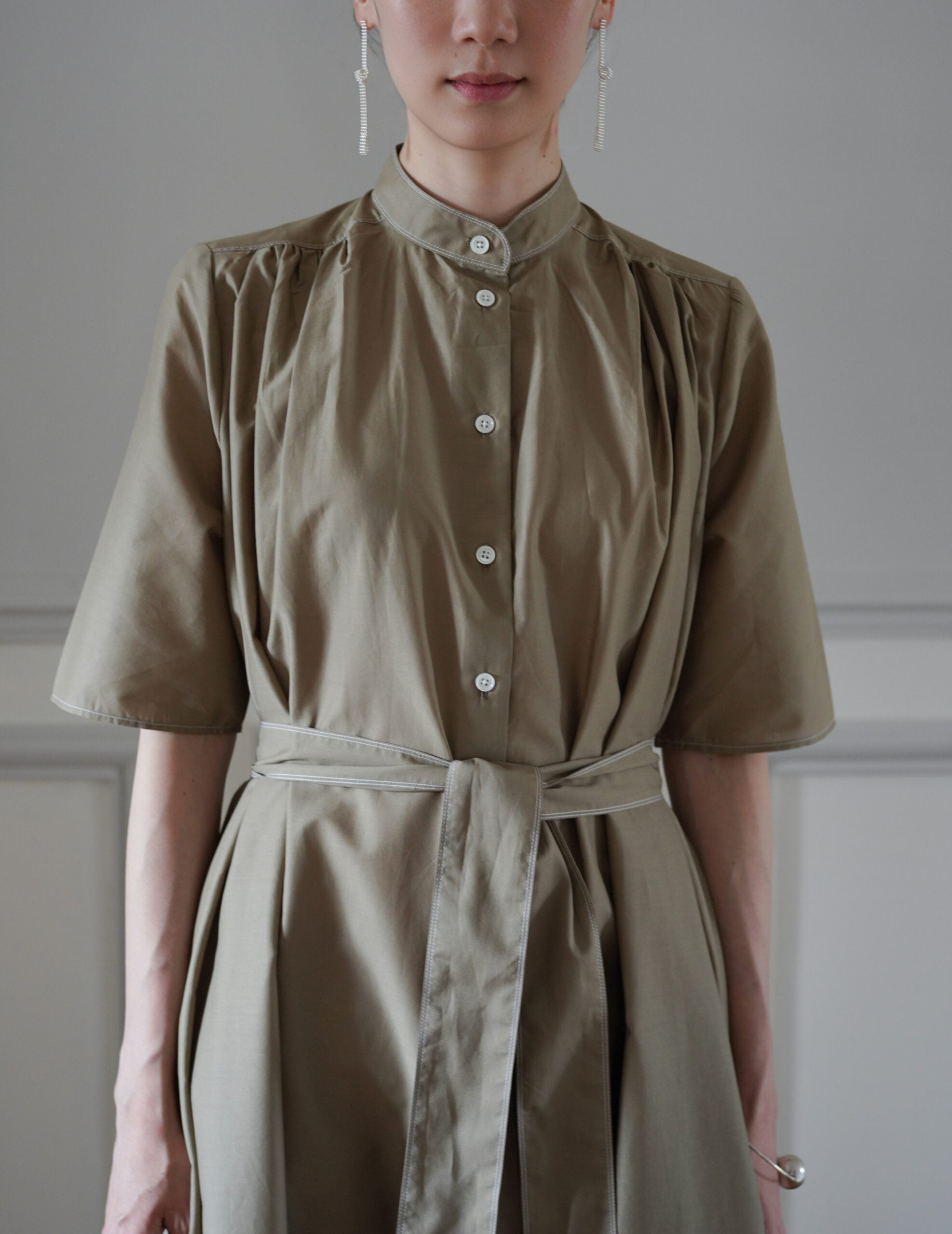 Damy Sheer Cotton Dress・Khaki