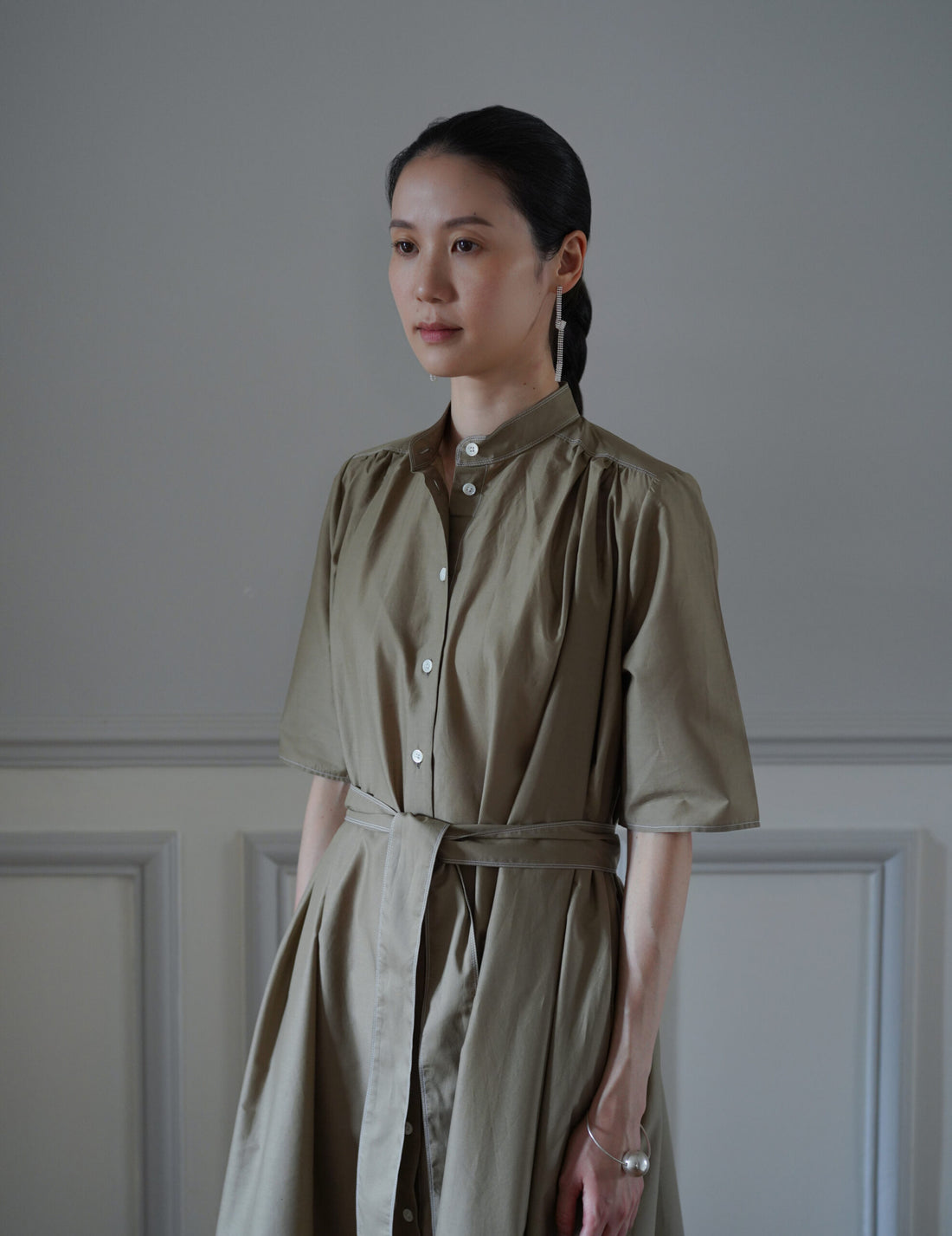 Damy Sheer Cotton 洋裝・卡其色