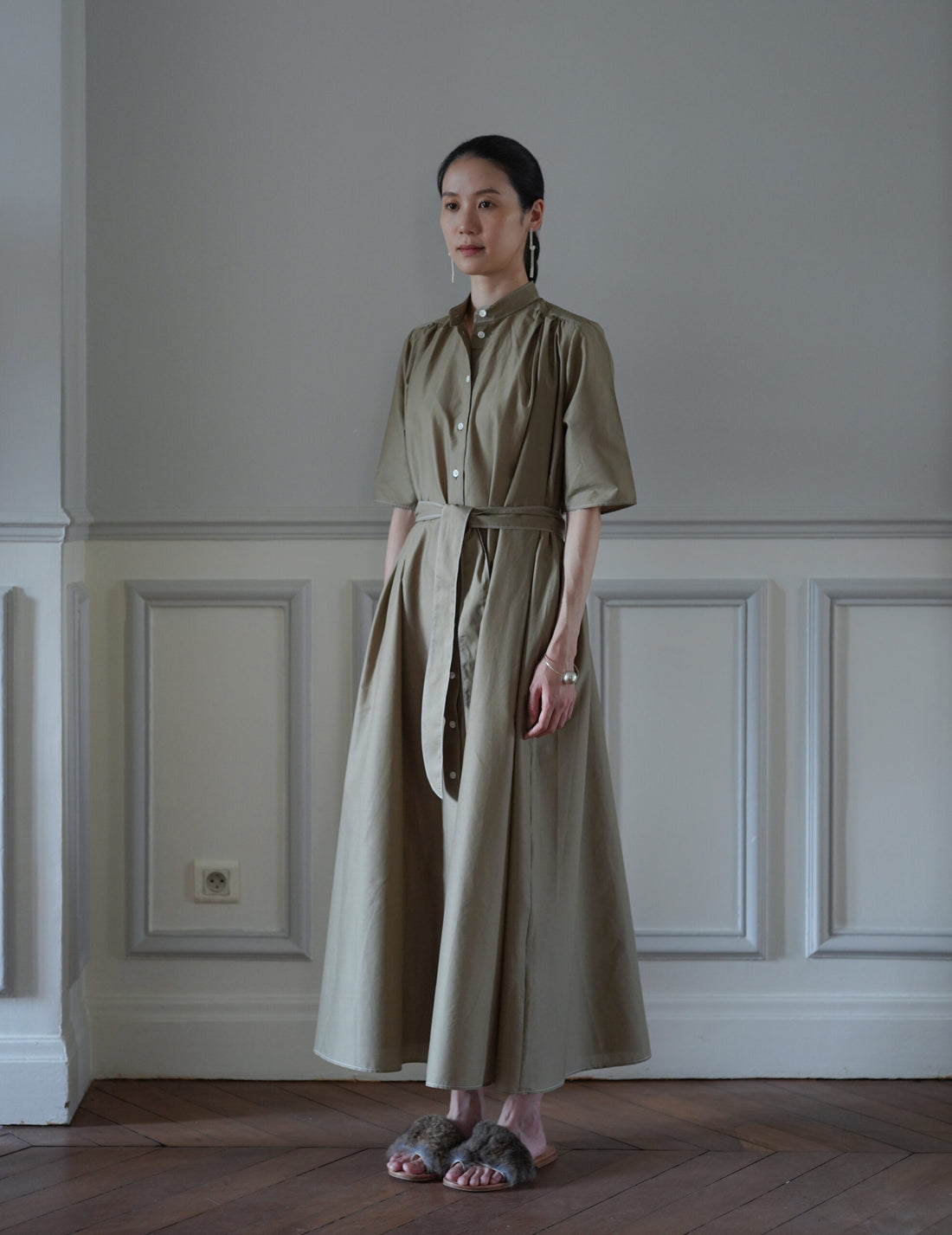 Damy Sheer Cotton 洋裝・卡其色