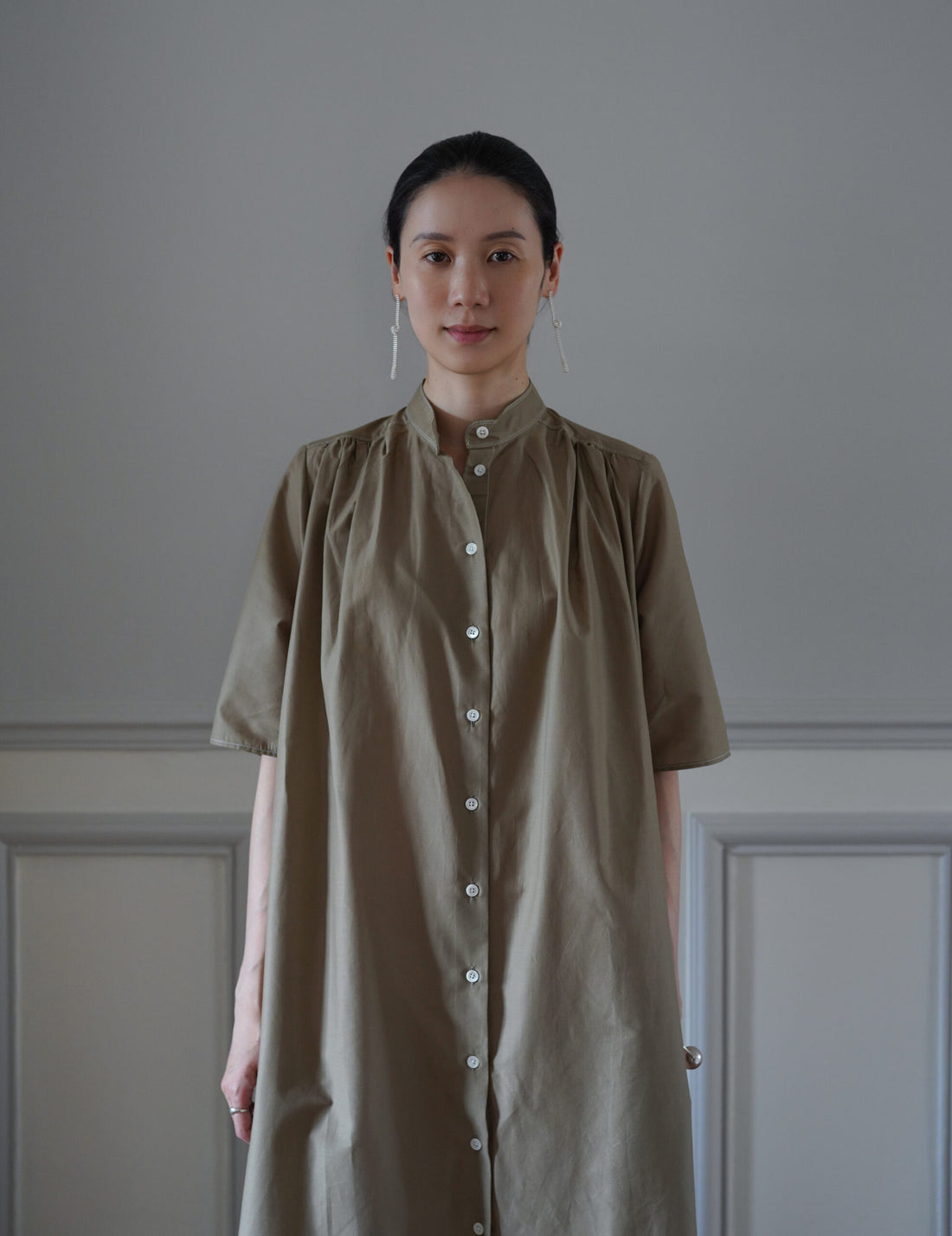 Damy Sheer Cotton 洋裝・卡其色