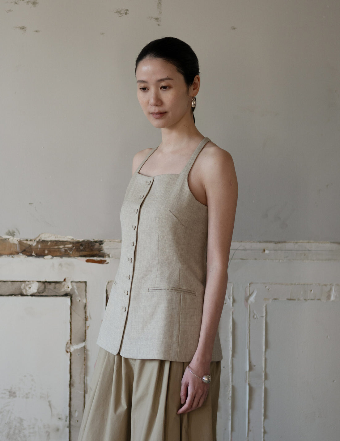 True Soft Wool Tailored Top・Sand