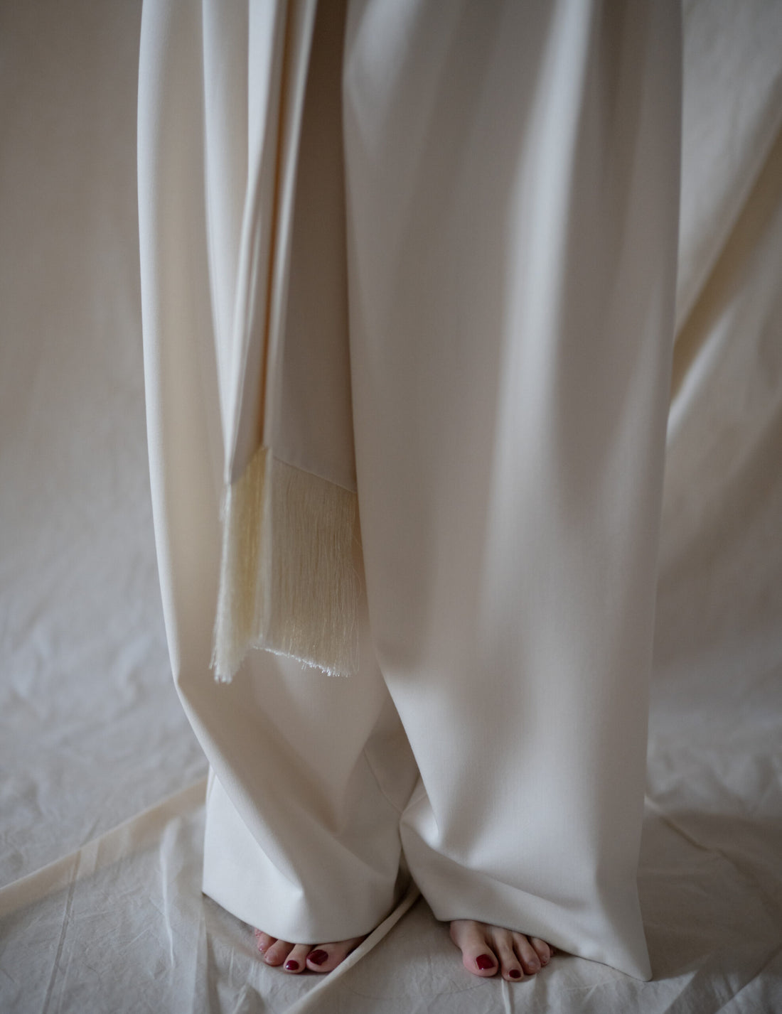 Bahroma Silk Fringe Wrap Pants・Ivory