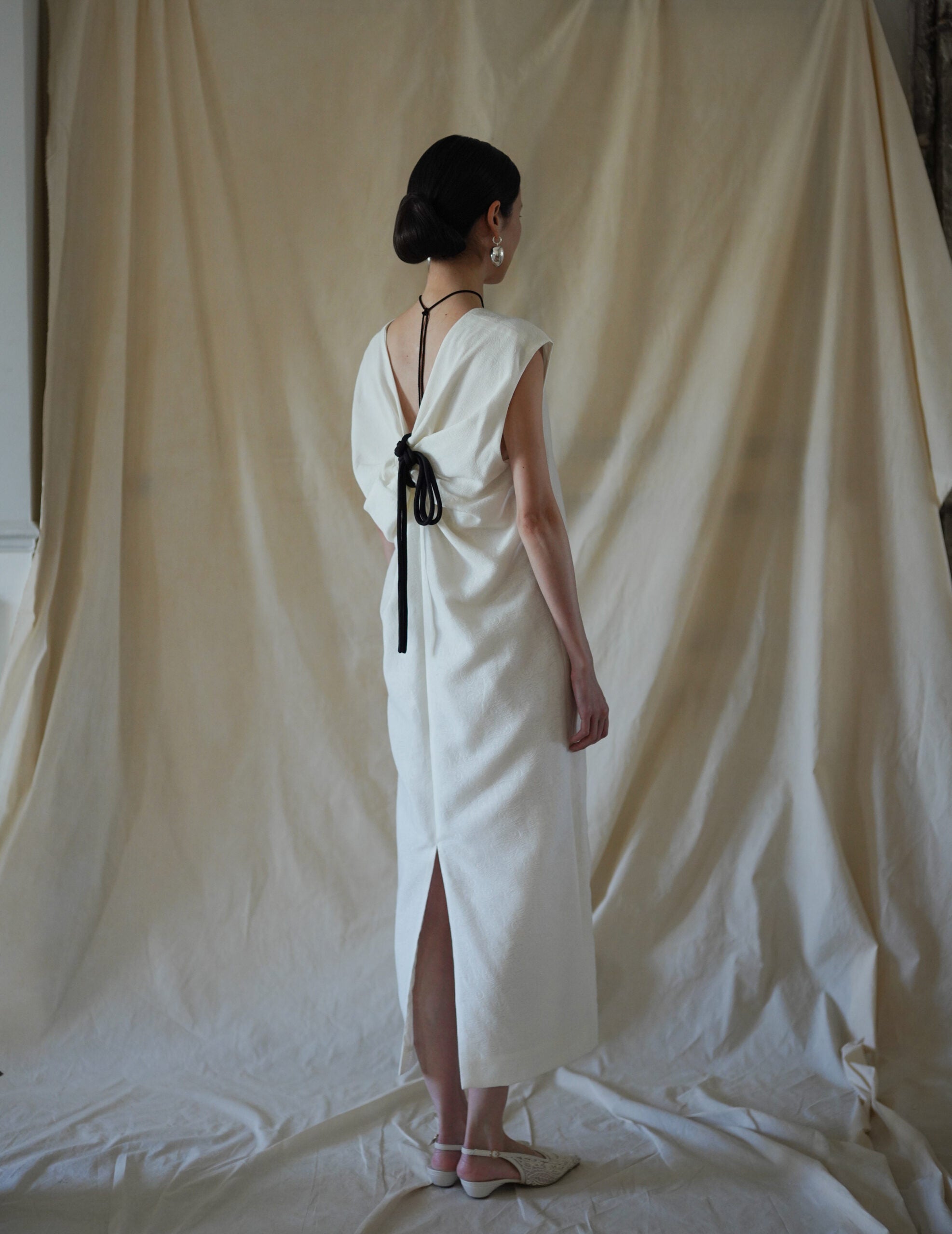 Cotton Nylon Jacquard Dress・Ecru