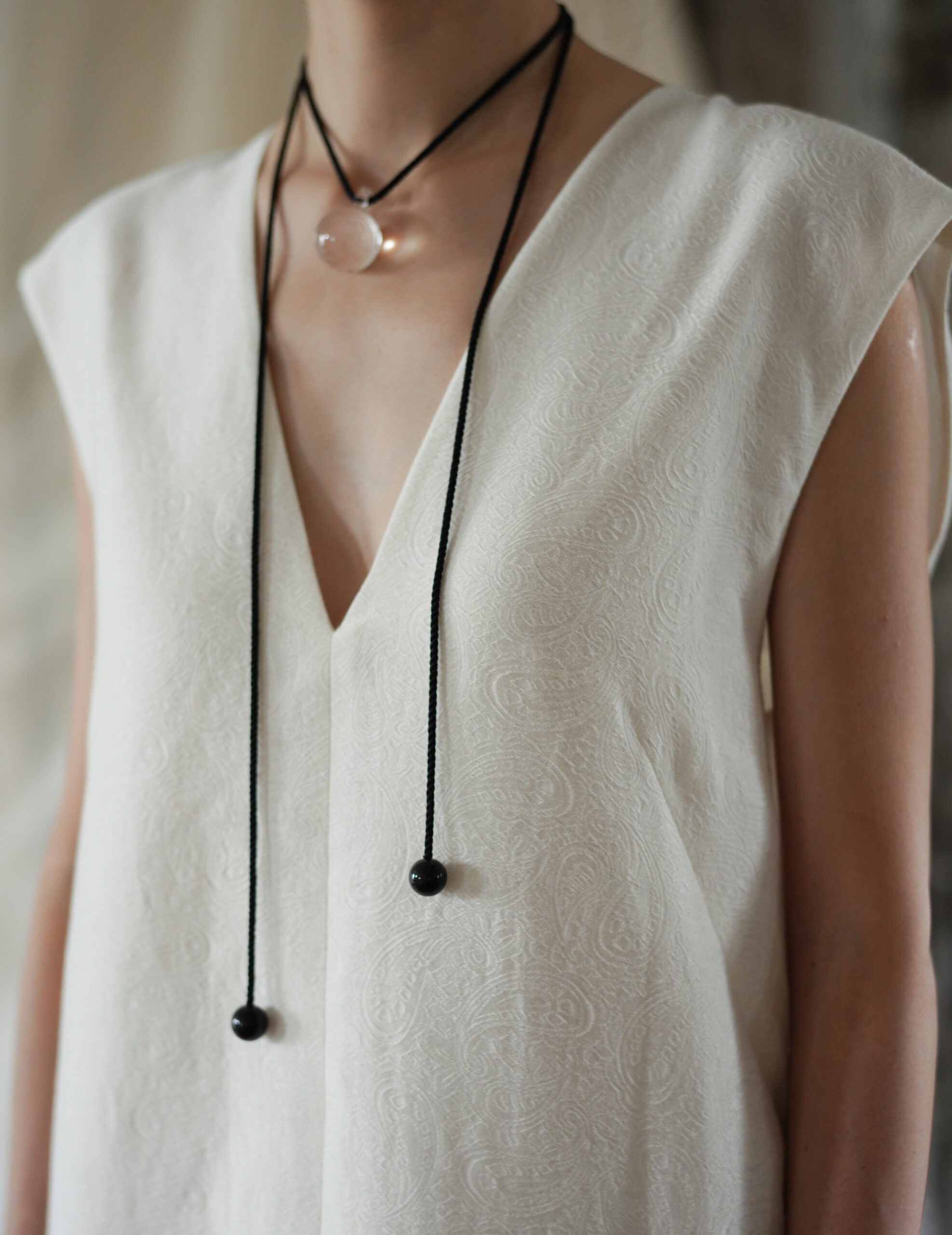 Cotton Nylon Jacquard Dress・Ecru