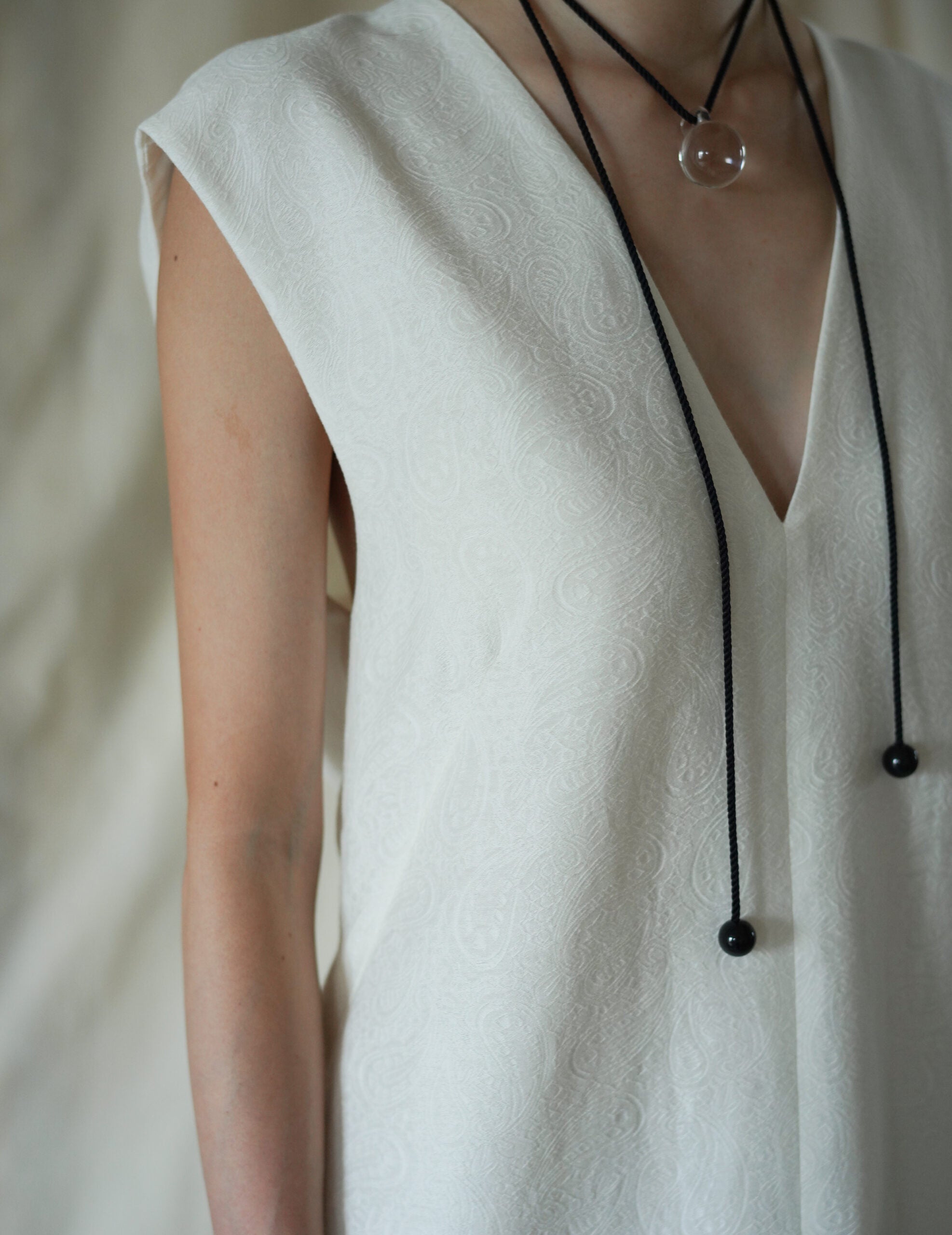 Cotton Nylon Jacquard Dress・Ecru