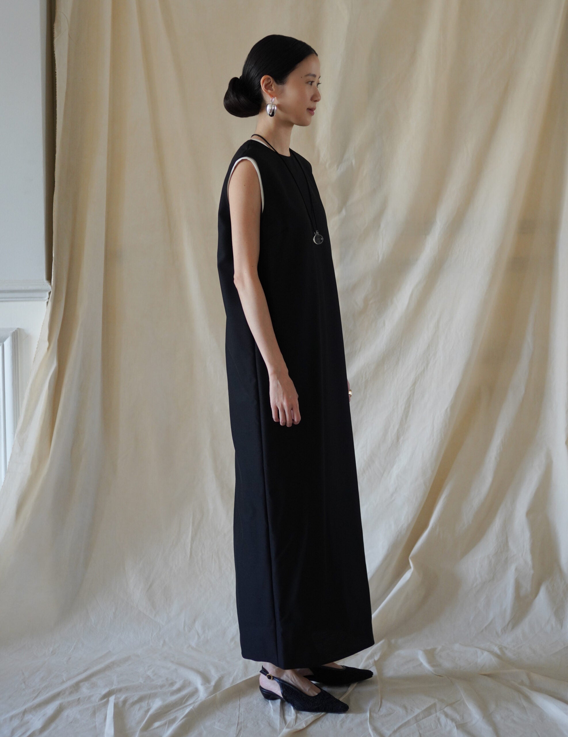 Wool Silk Dress・Black