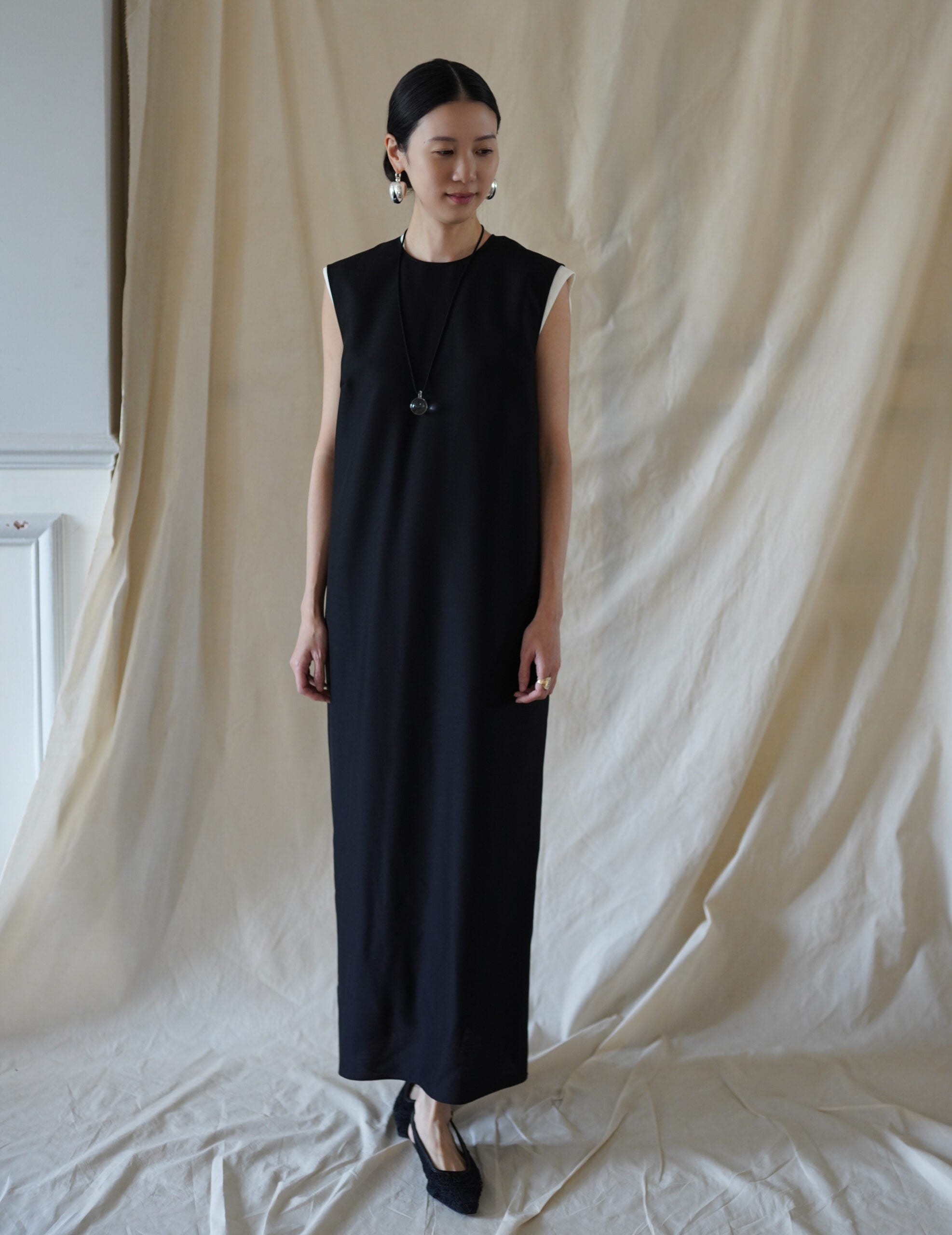 Wool Silk Dress・Black