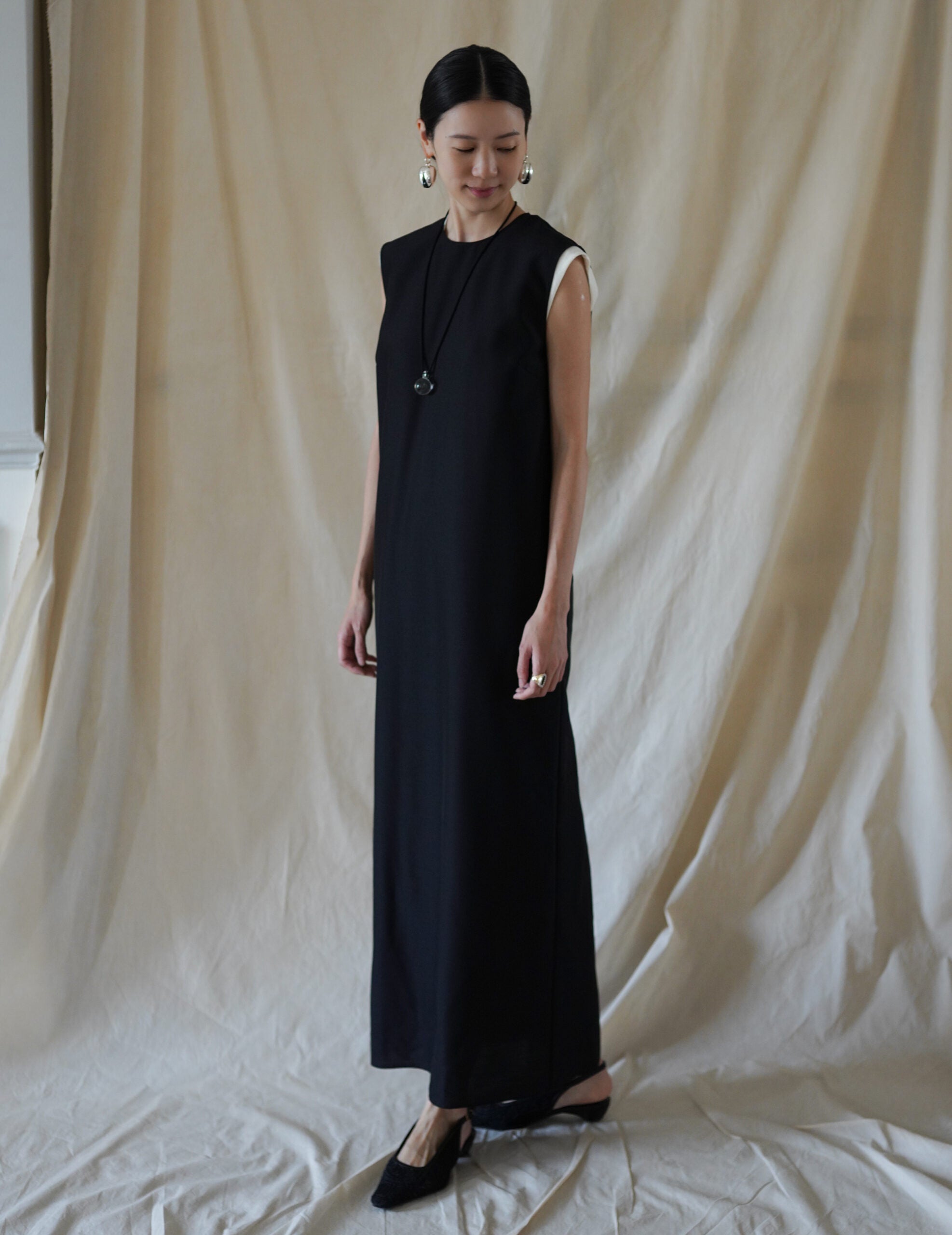 Wool Silk Dress・Black