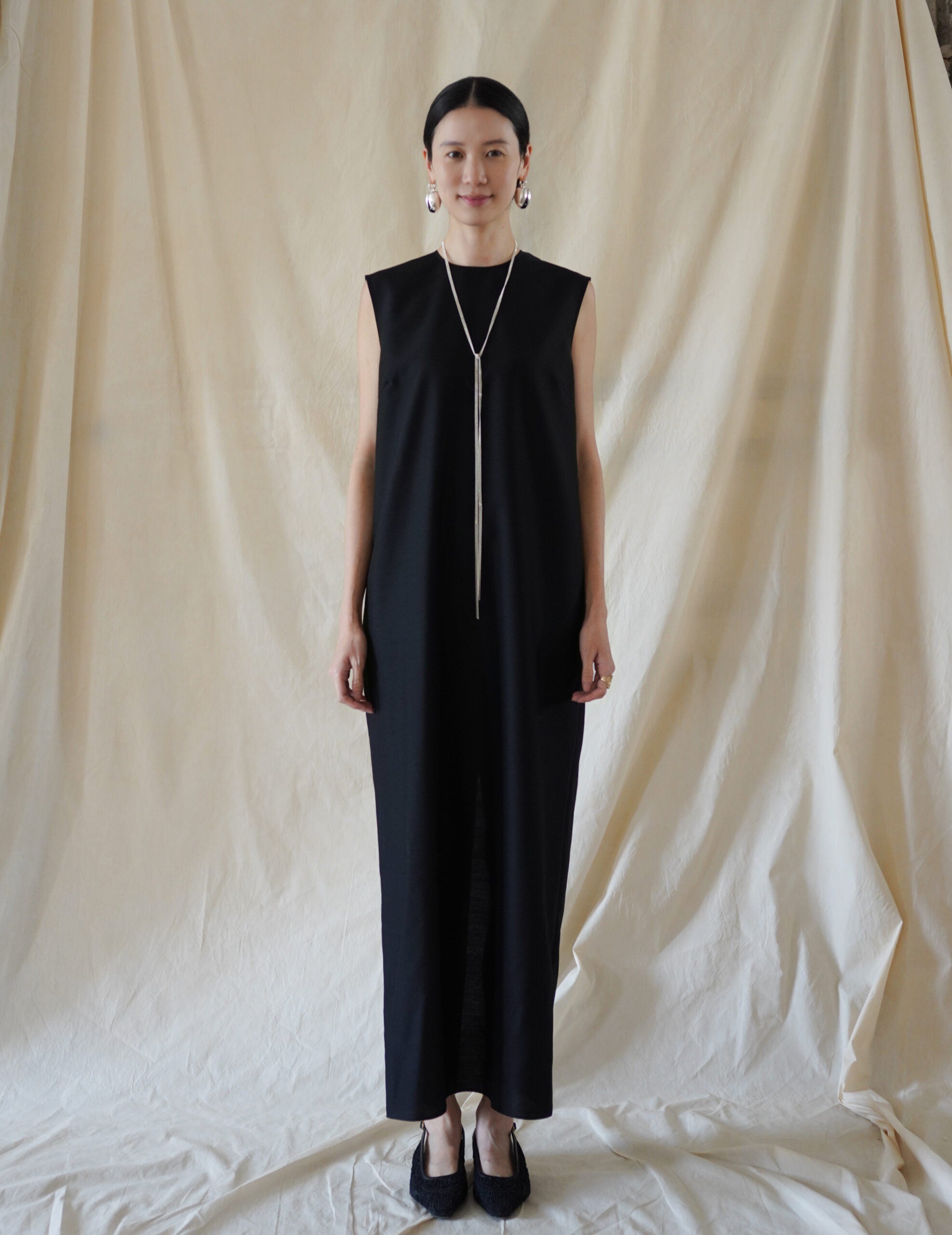 Wool Silk Dress・Black
