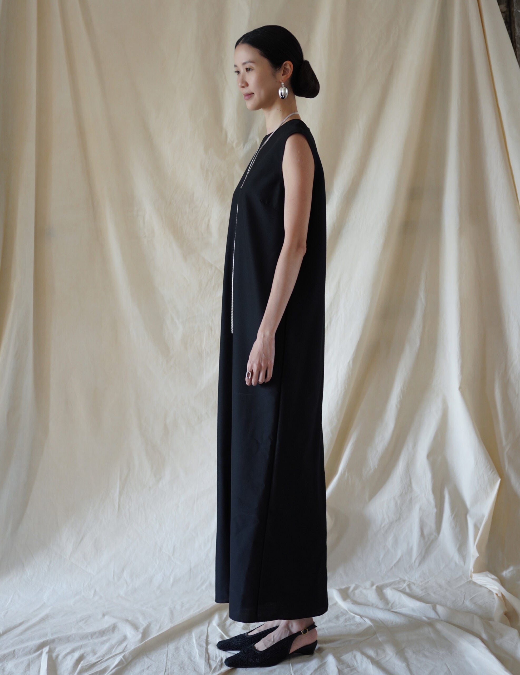 Wool Silk Dress・Black