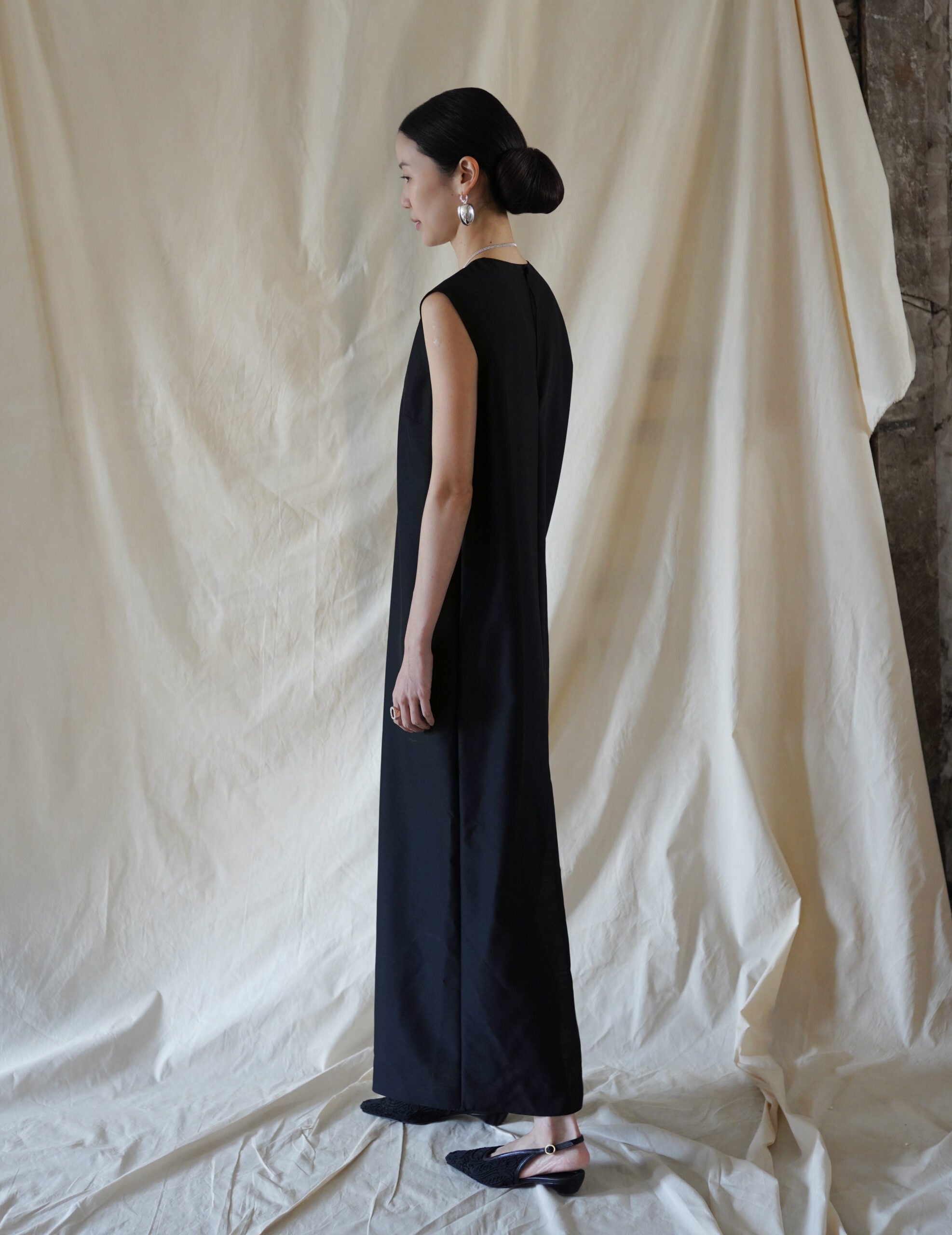 Wool Silk Dress・Black