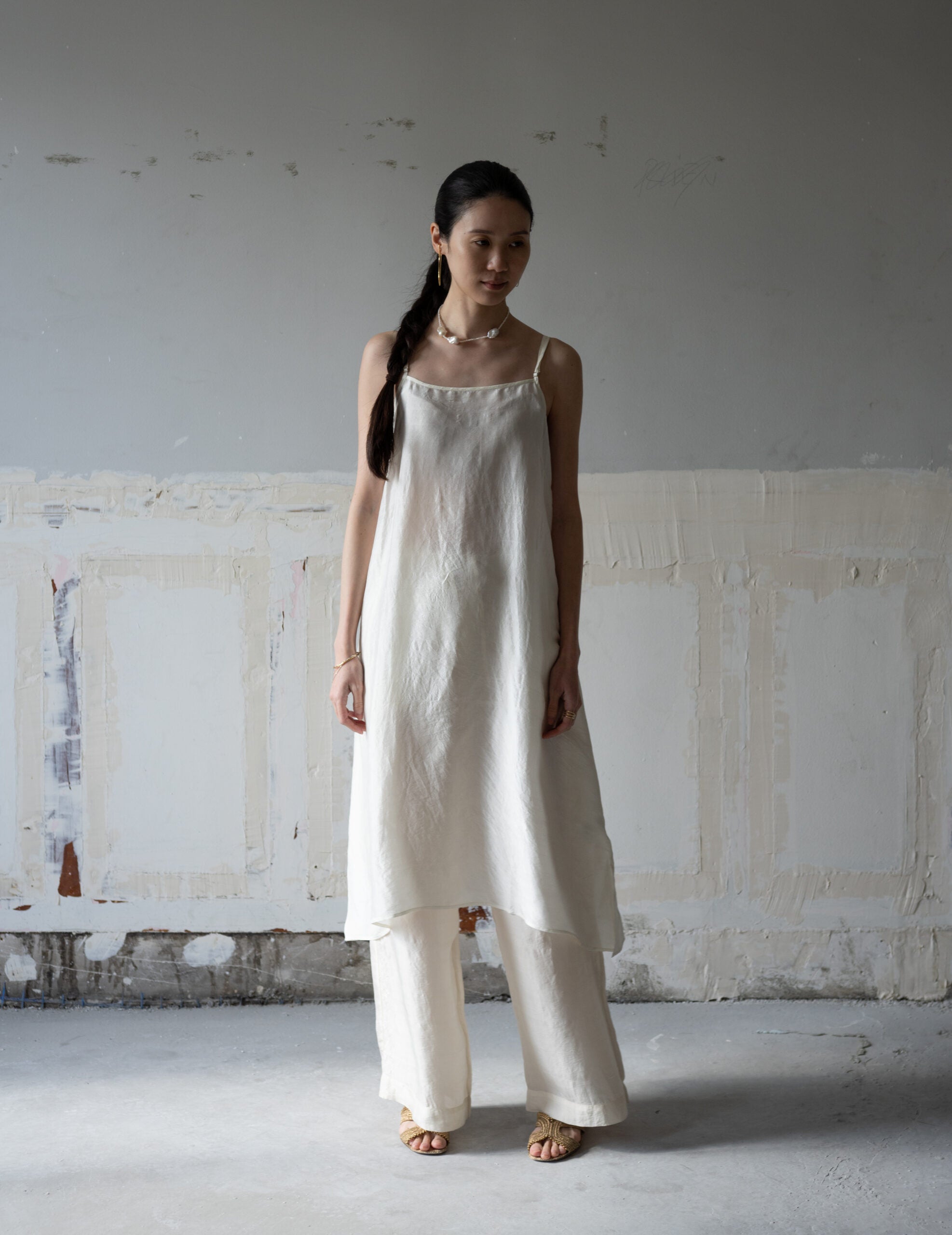 Pandora Silk Slip Dress・Ivory