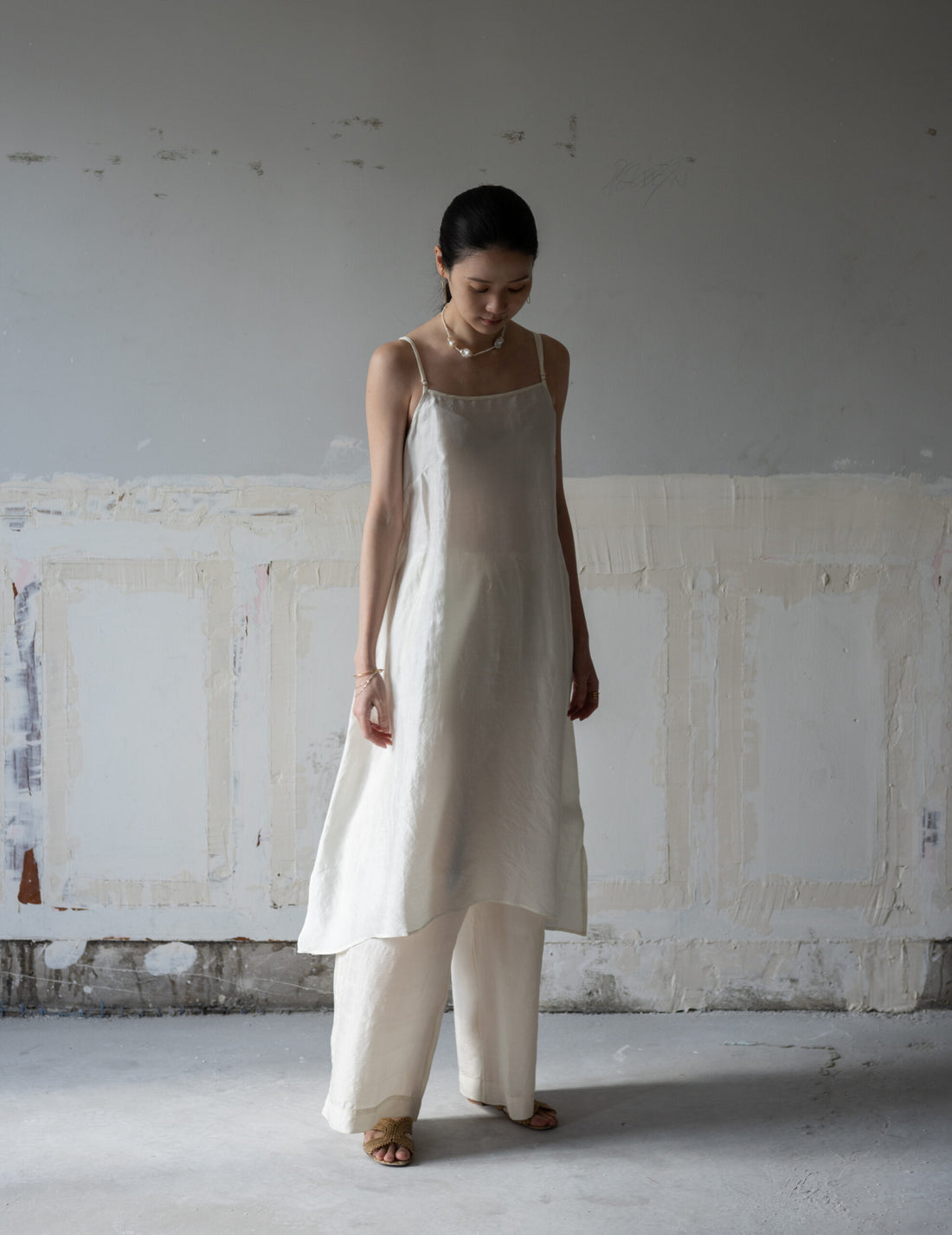 Pandora Silk Slip Dress・Ivory