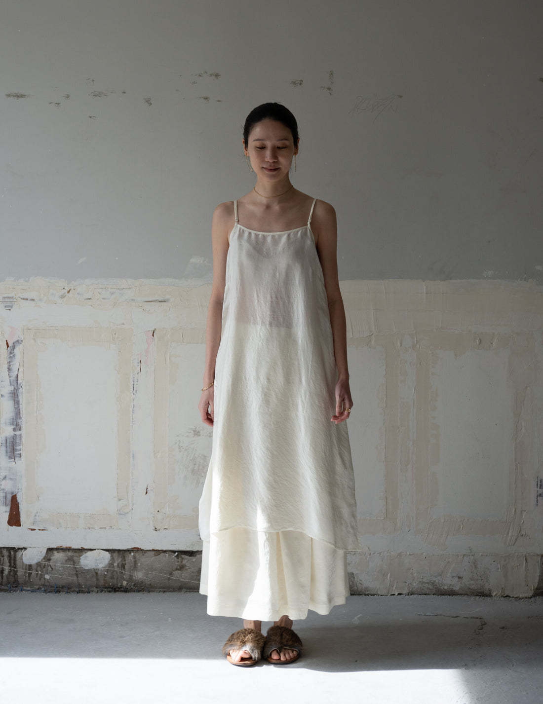 Pandora Silk Slip Dress・Ivory