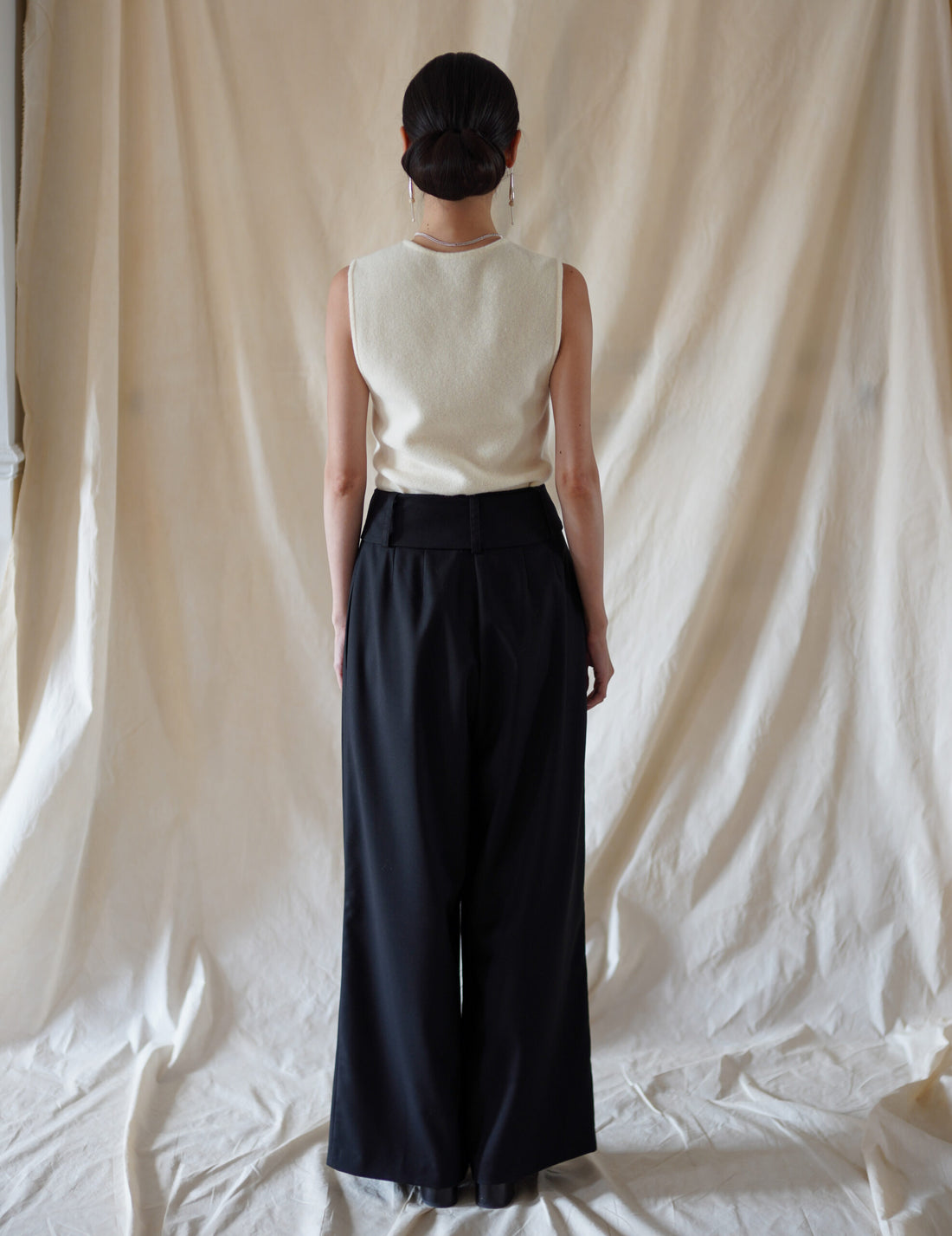 Bahroma Silk Fringe Wrap Pants・Navy