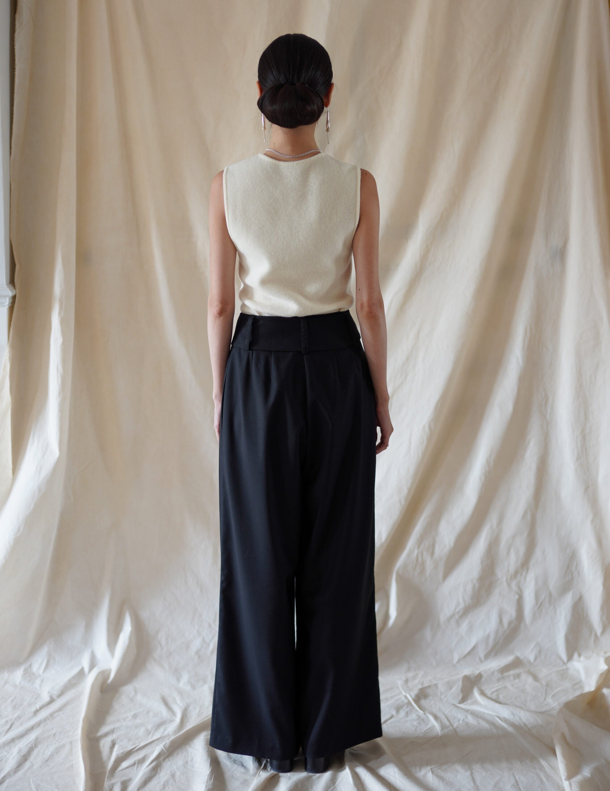 Bahroma Silk Fringe Wrap Pants・Navy
