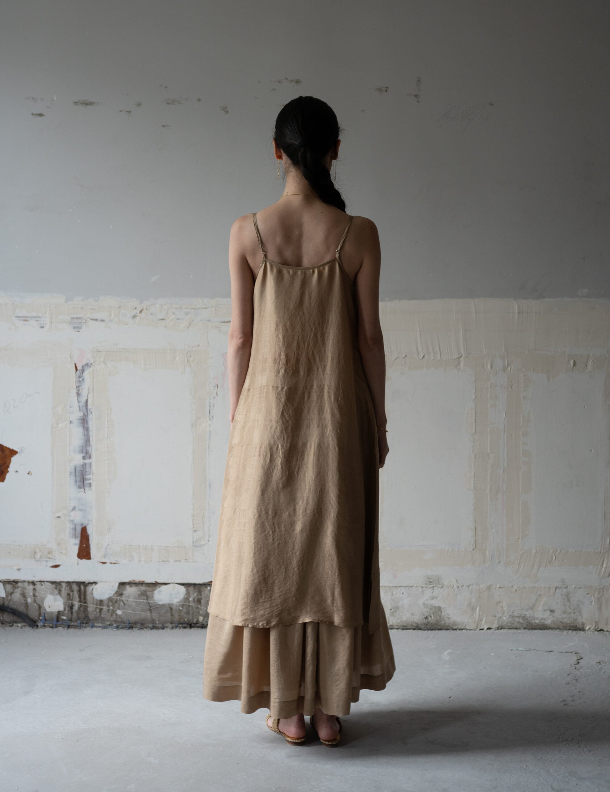 Pandora Silk Slip Dress・Gold