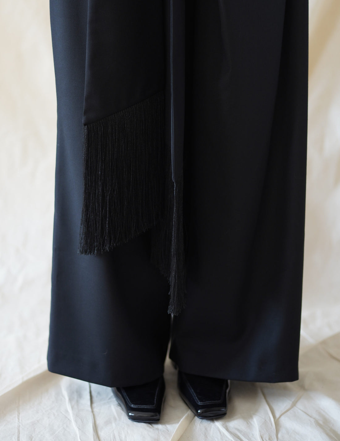 Bahroma Silk Fringe Wrap Pants・Navy