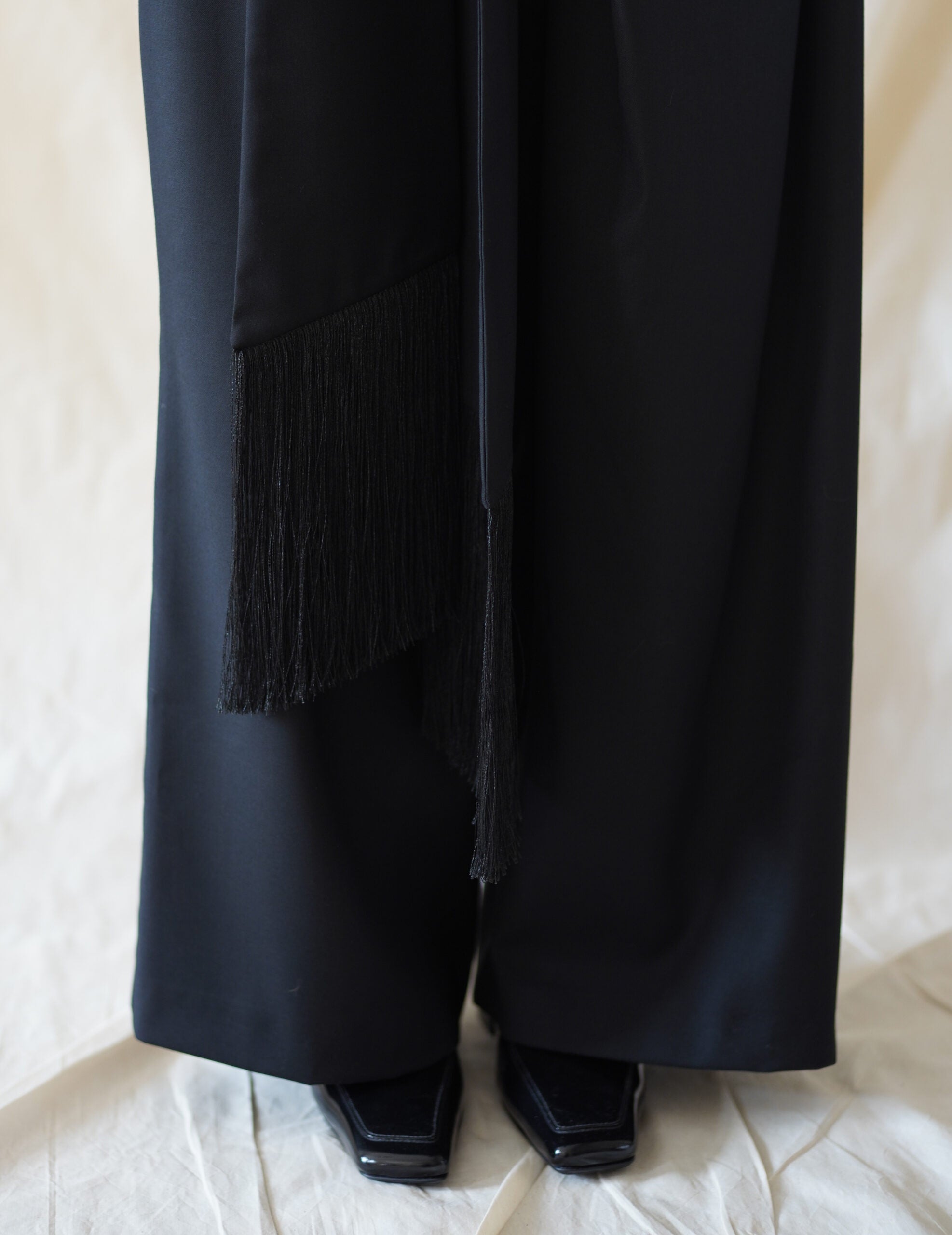 Bahroma Silk Fringe Wrap Pants・Navy