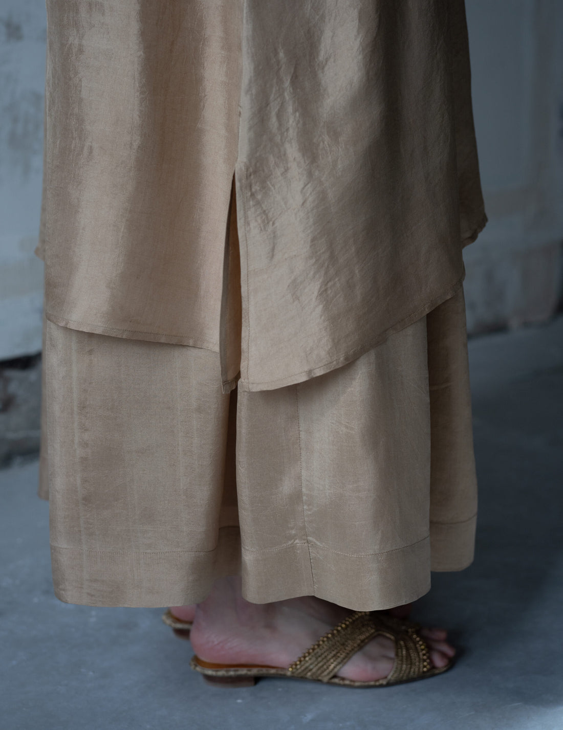 Pandora Silk Slip Dress・Gold