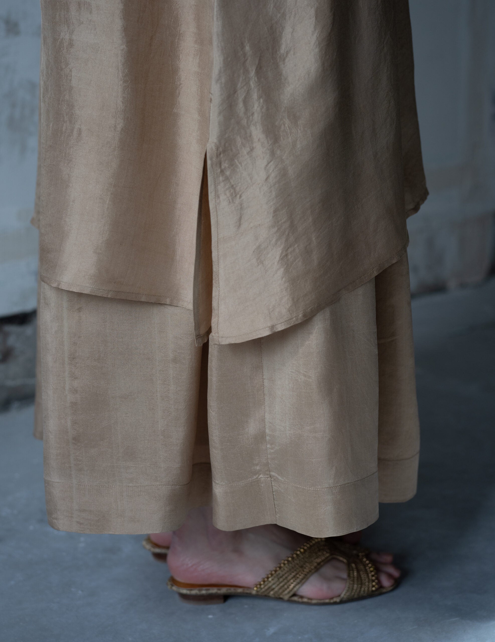 Pandora Silk Slip Dress・Gold