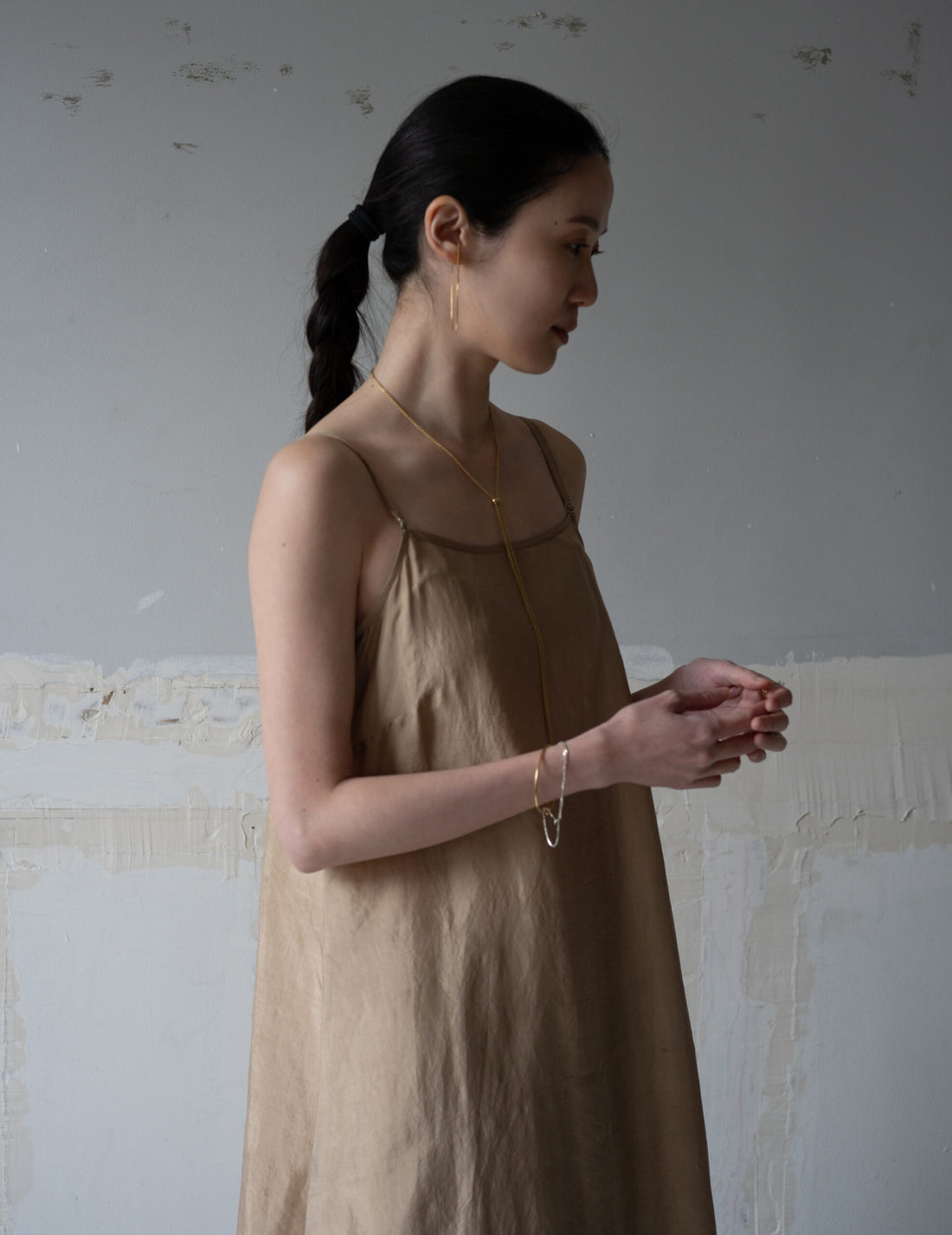 Pandora Silk Slip Dress・Gold