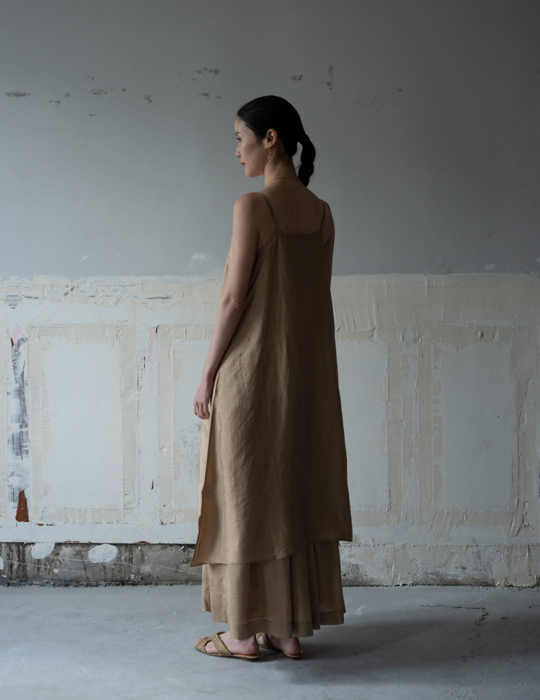 Pandora Silk Slip Dress・Gold