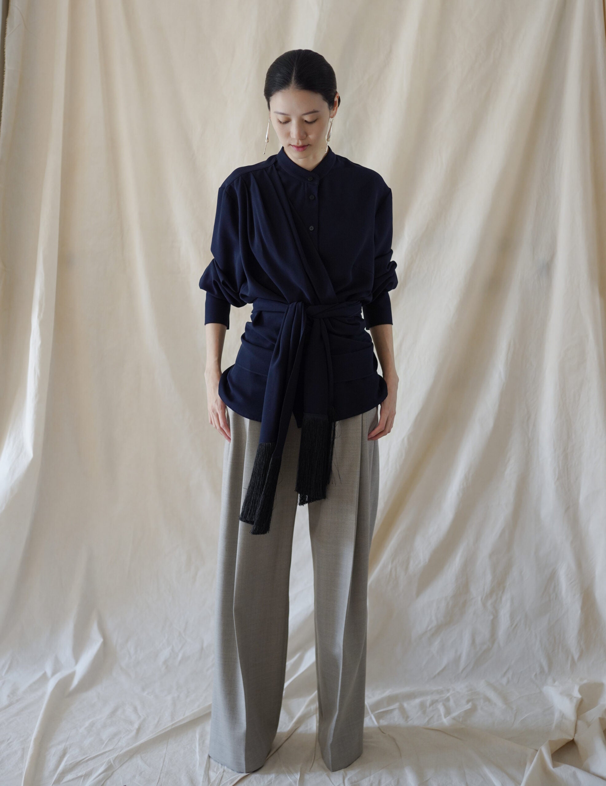 Belt Fringe Shirt・Navy