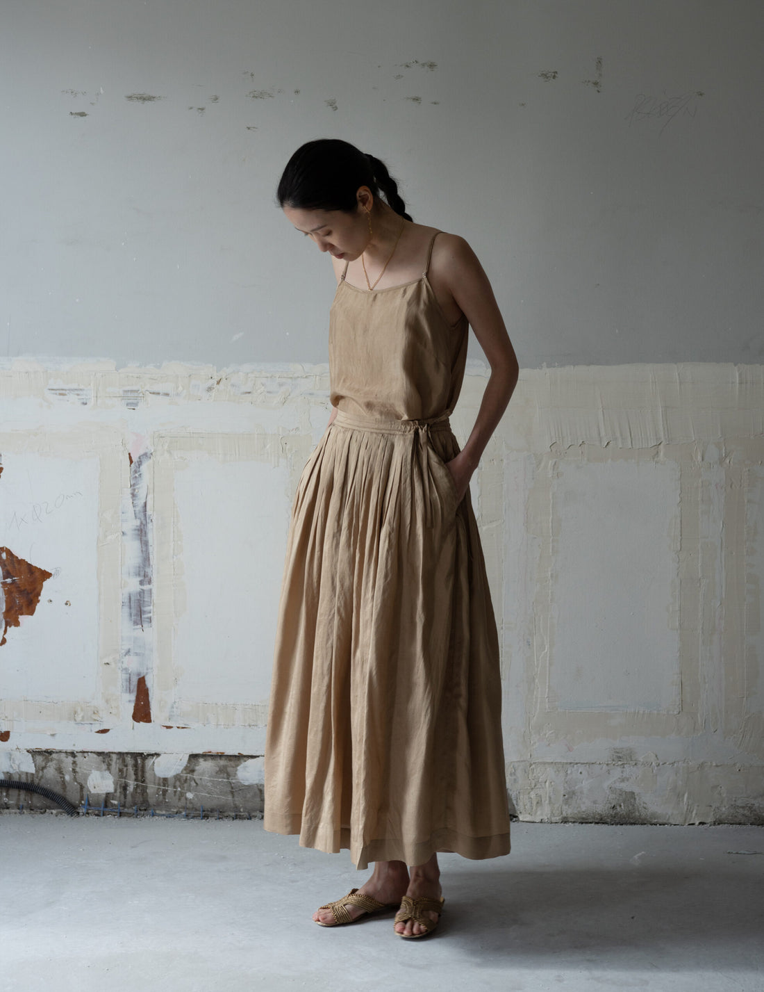 CLARISSA Silk Skirt・Gold