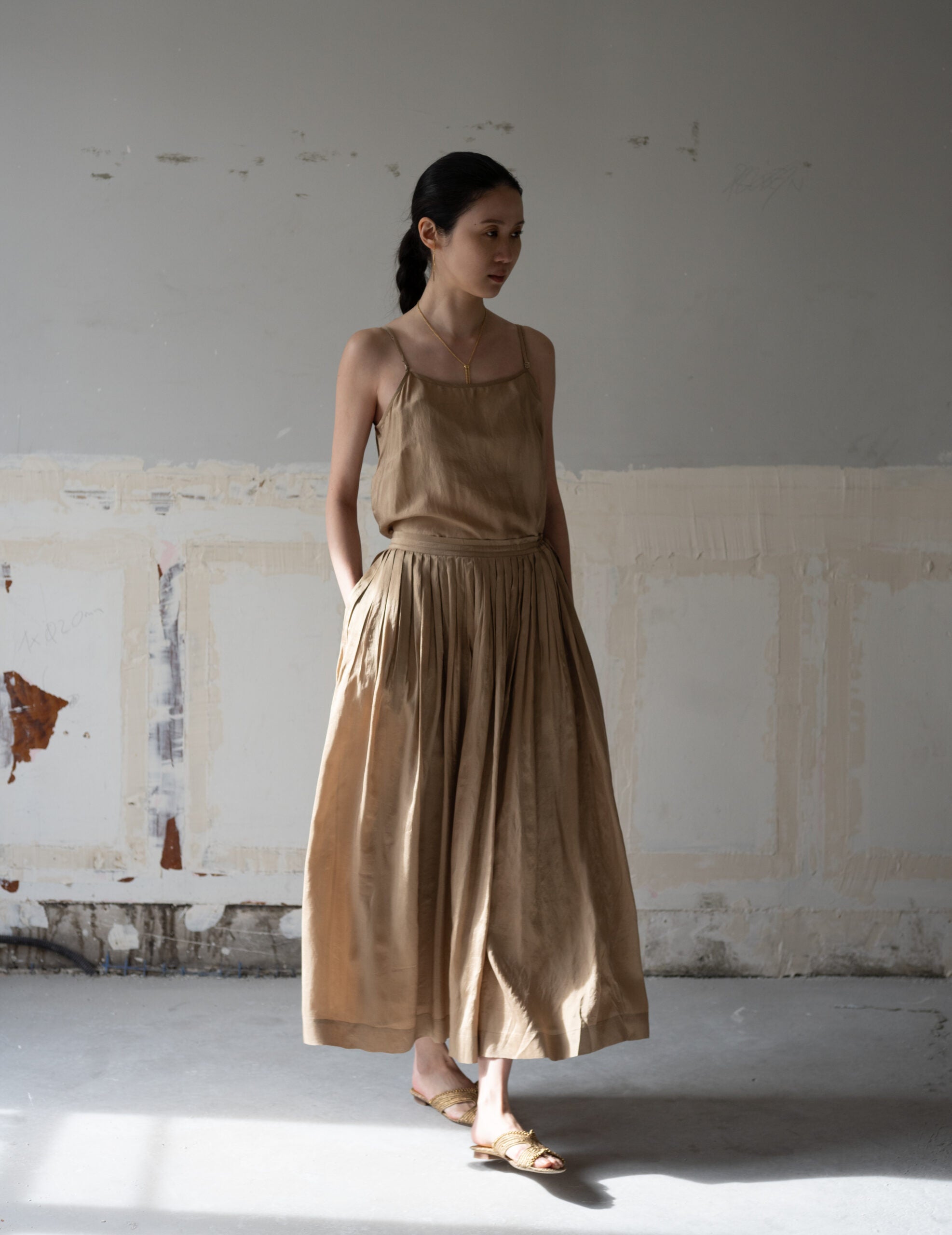 CLARISSA Silk Skirt・Gold